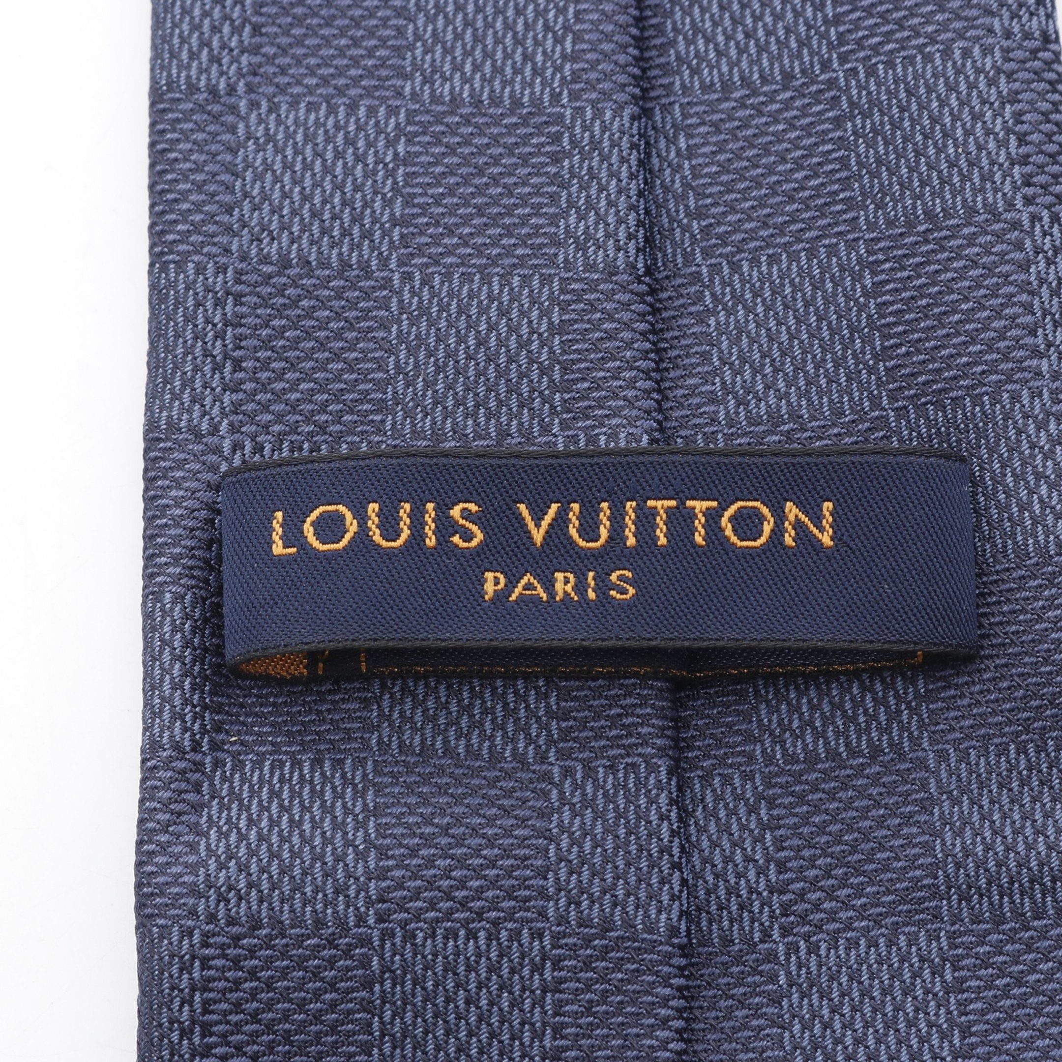 Louis Vuitton Louis Vuitton Damier Classic Tie Silk Navy Size ONE SIZE - 4 Thumbnail