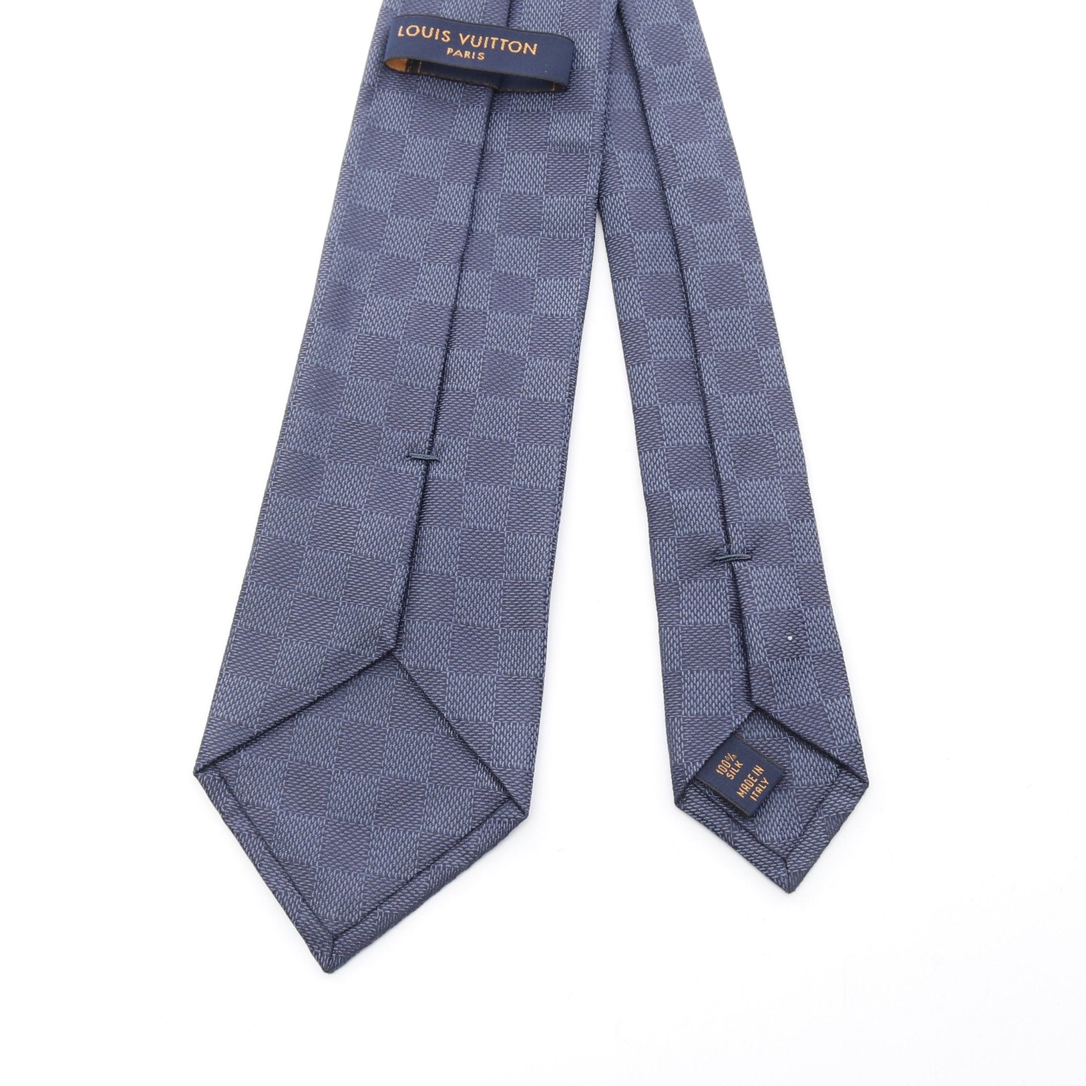 Louis Vuitton Louis Vuitton Damier Classic Tie Silk Navy Size ONE SIZE - 3 Thumbnail