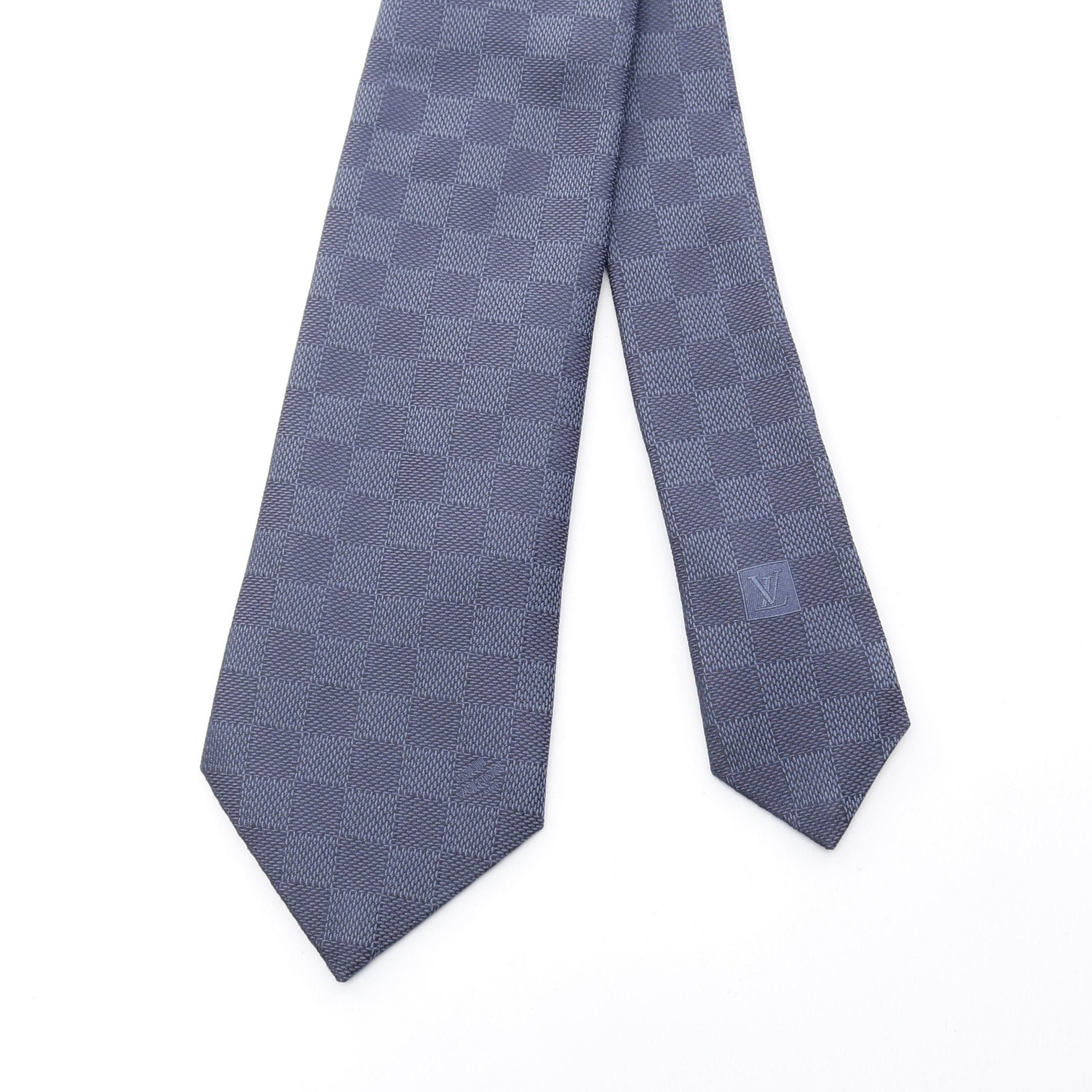 Louis Vuitton Louis Vuitton Damier Classic Tie Silk Navy Size ONE SIZE - 2 Thumbnail