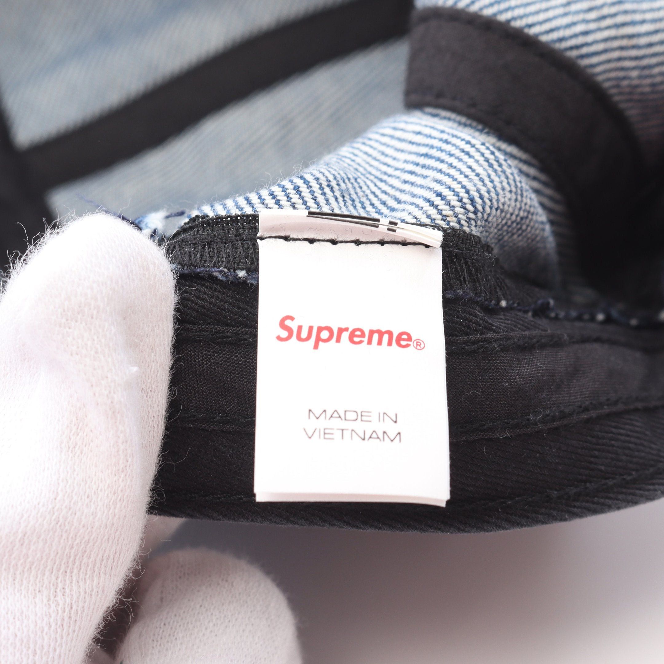 Supreme Supreme Flocked Denim Camp Cap Cotton Blue Size ONE SIZE - 4 Thumbnail