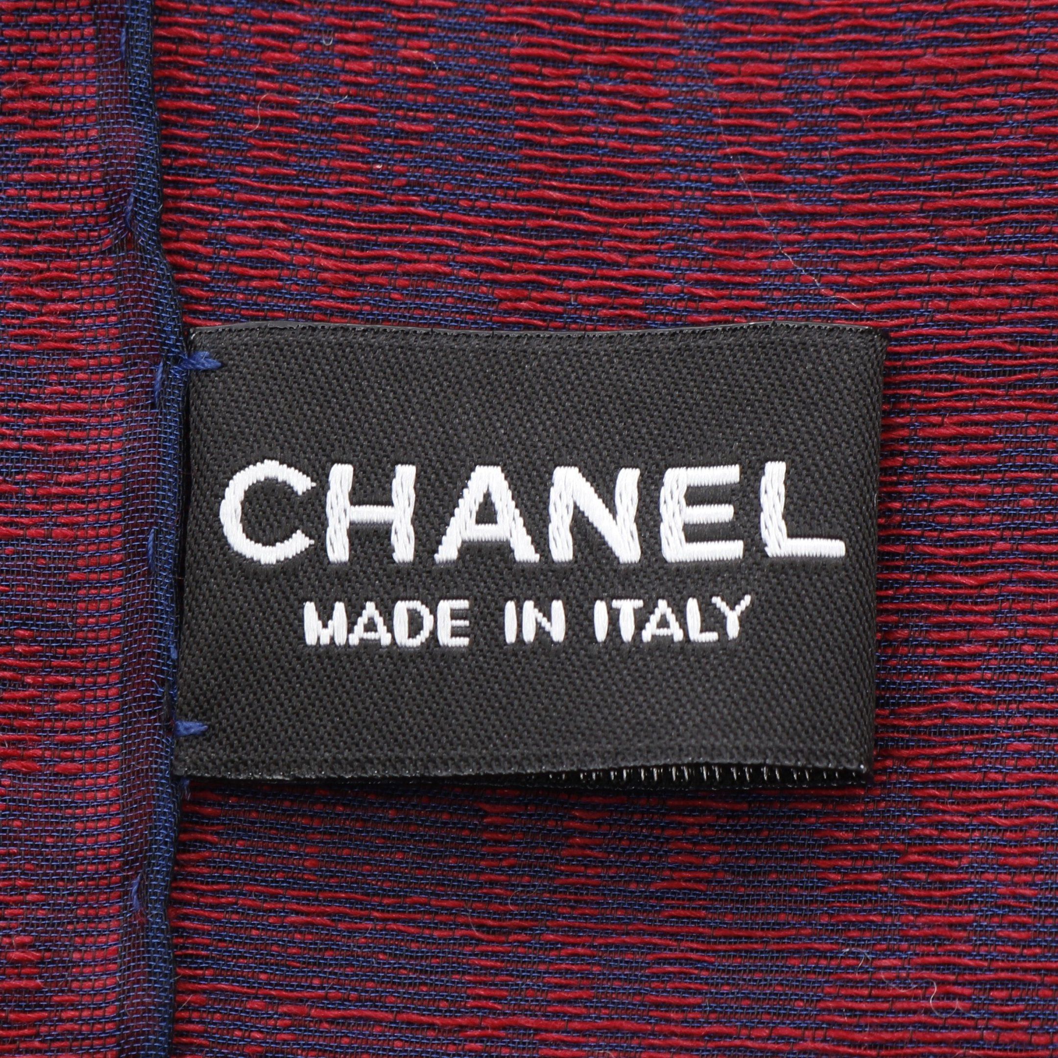 Chanel Chanel Coco Mark Stall Silk Wool Navy Burgundy White Size ONE SIZE - 2 Thumbnail
