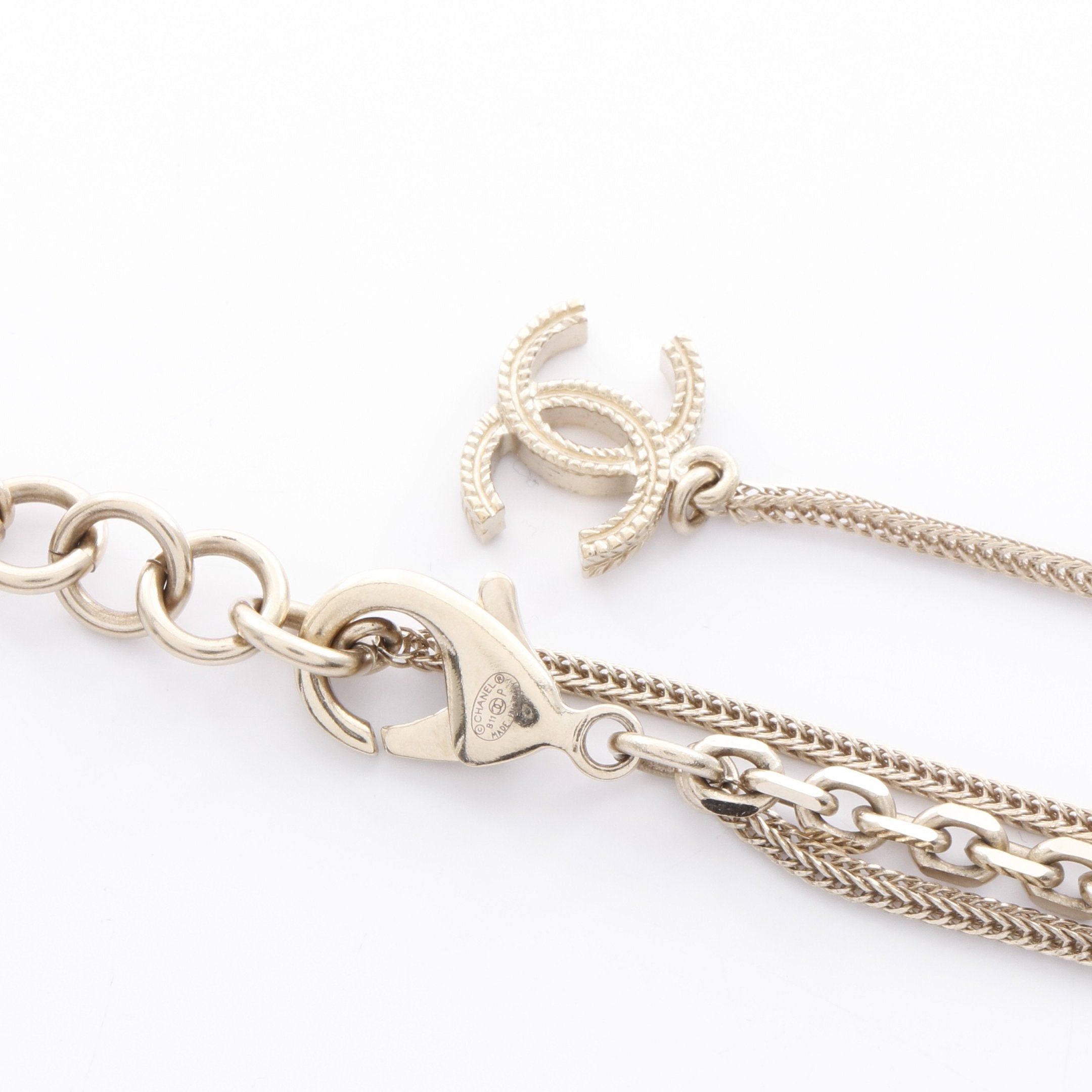 Chanel Chanel Coco Mark Necklace Gp Gold Burgundy Black B11P Size ONE SIZE - 4 Thumbnail