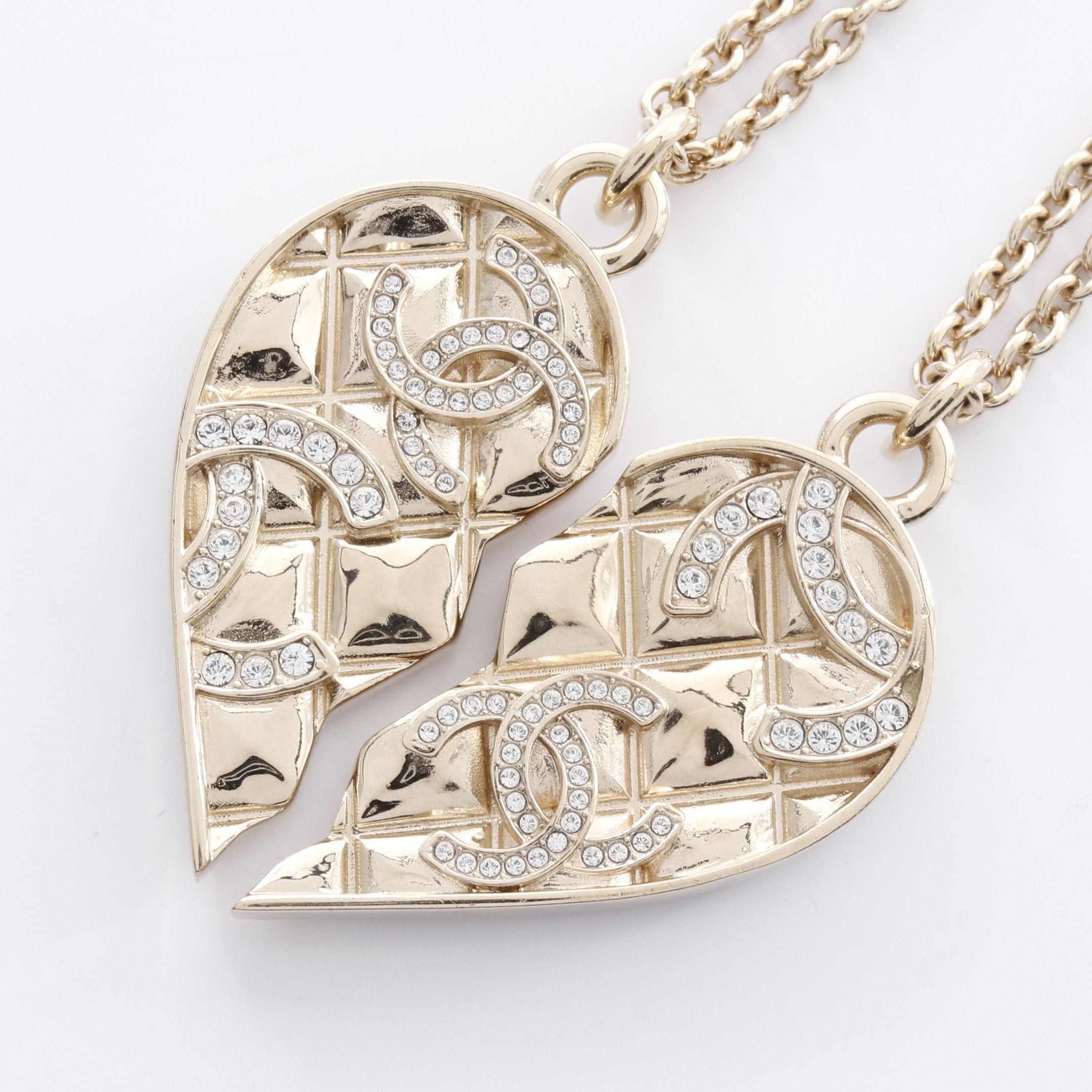 Chanel Chanel Coco Mark Heart Necklace Gp Rhinestone Gold 2 Piece Set B23C Size ONE SIZE - 2 Thumbnail