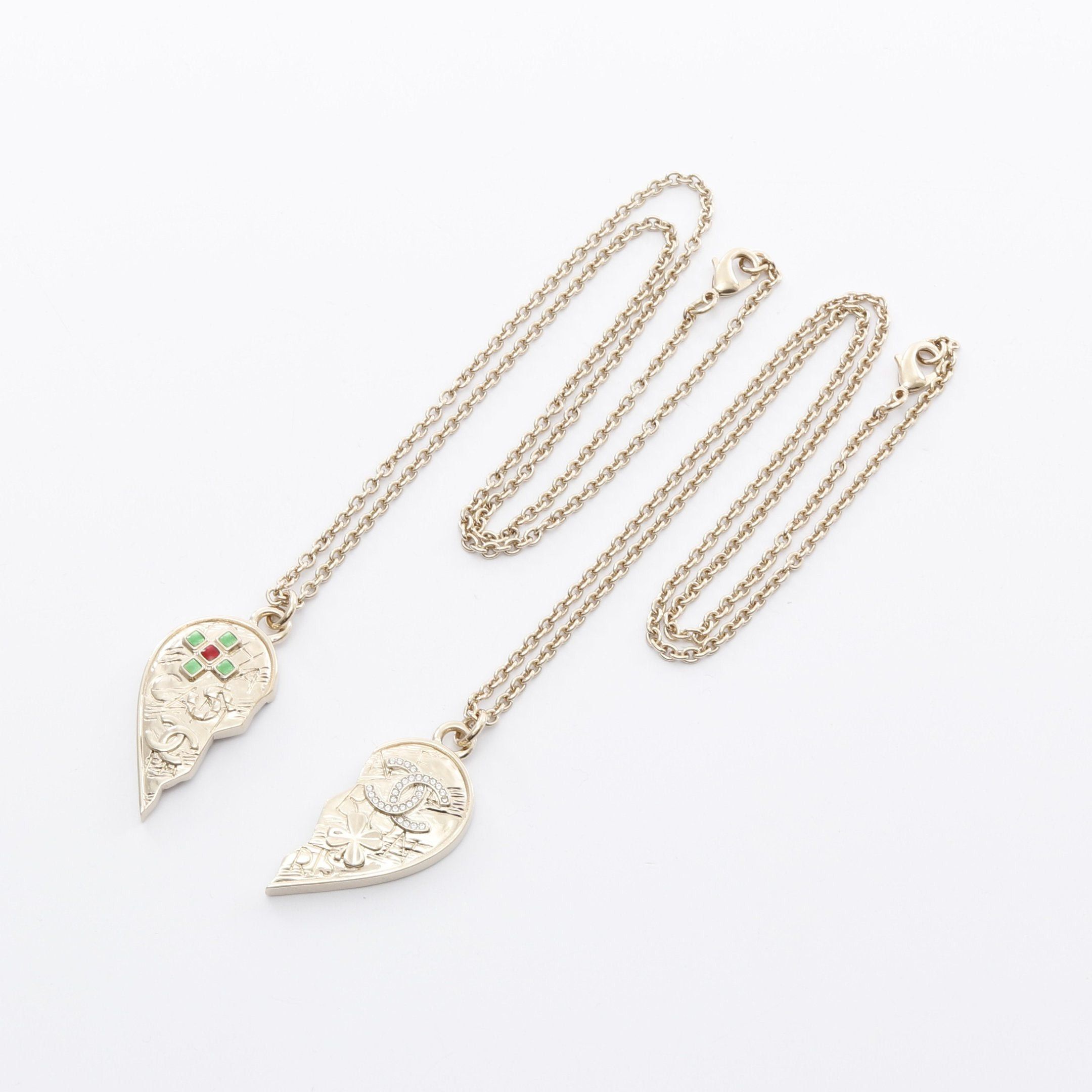 Chanel Chanel Coco Mark Heart Necklace Gp Rhinestone Gold 2 Piece Set B23C Size ONE SIZE - 3 Thumbnail