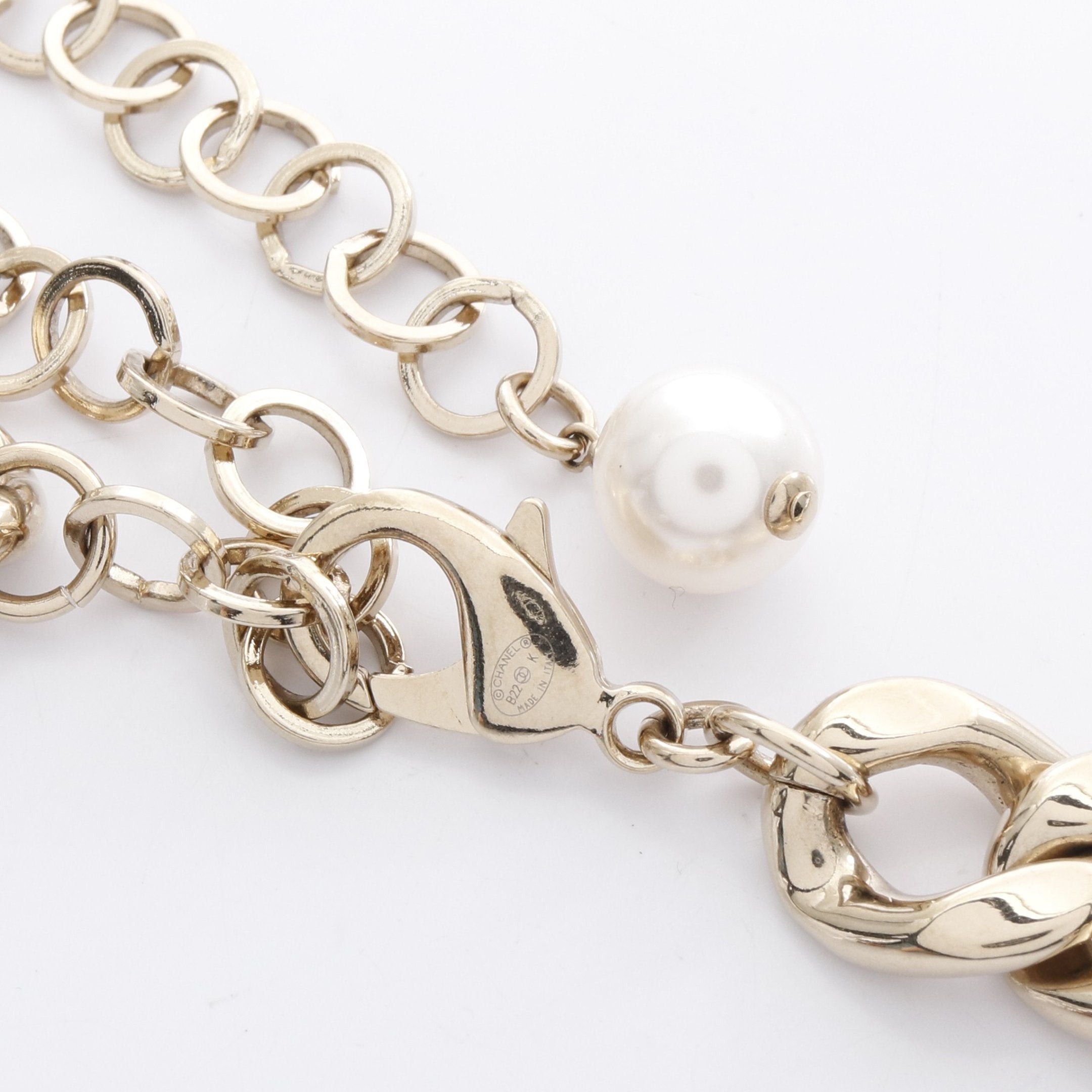 Chanel Chanel Necklace Gp Fake Pearl Rhinestone Gold B22K Size ONE SIZE - 4 Thumbnail