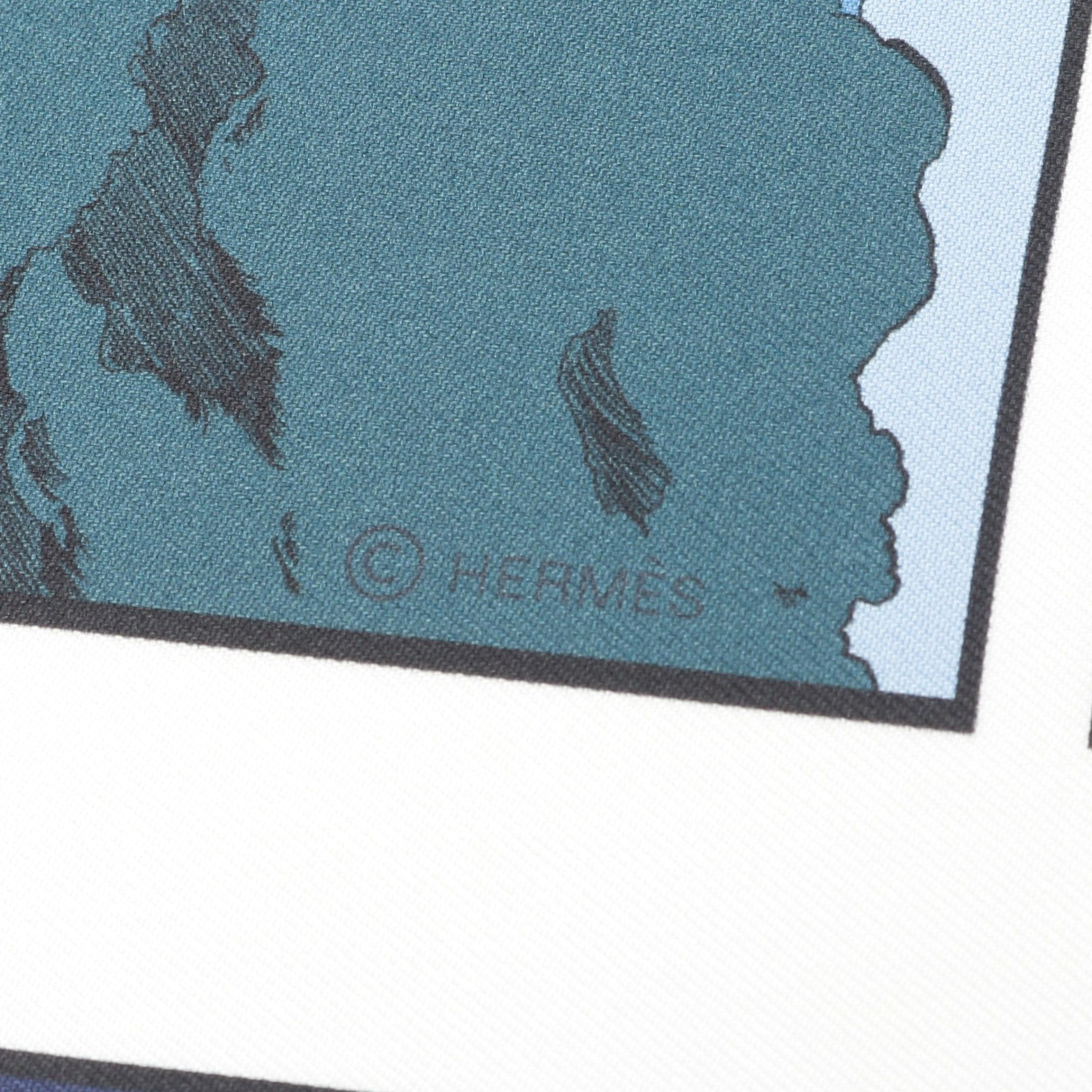 Hermes Hermes Carres 90 Double Face Wow Scarf Silk Blue Multicolor Size ONE SIZE - 2 Thumbnail