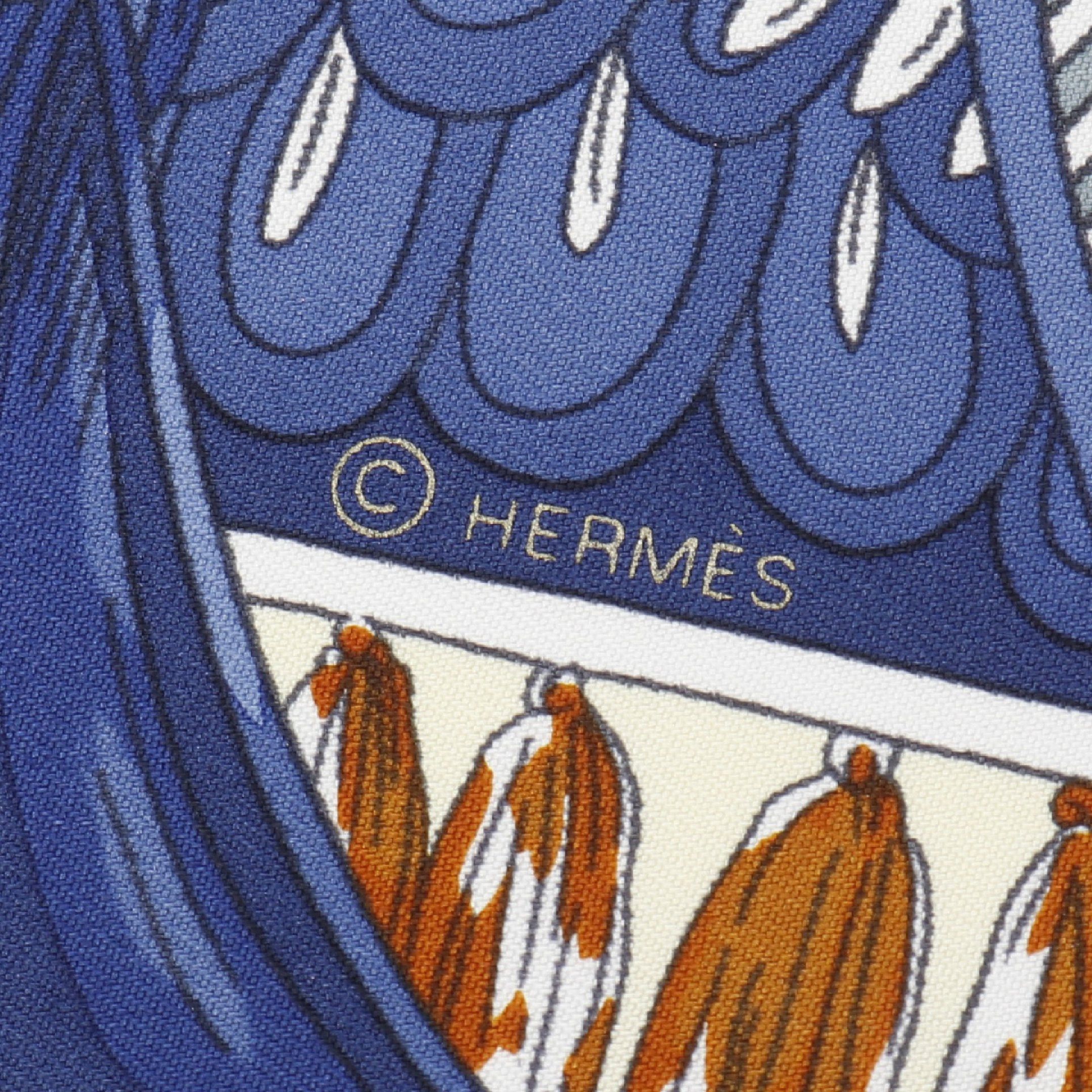 Hermes Hermes Carres 90 Tapis De Selle Scarf Silk Blue Multicolor Size ONE SIZE - 2 Thumbnail