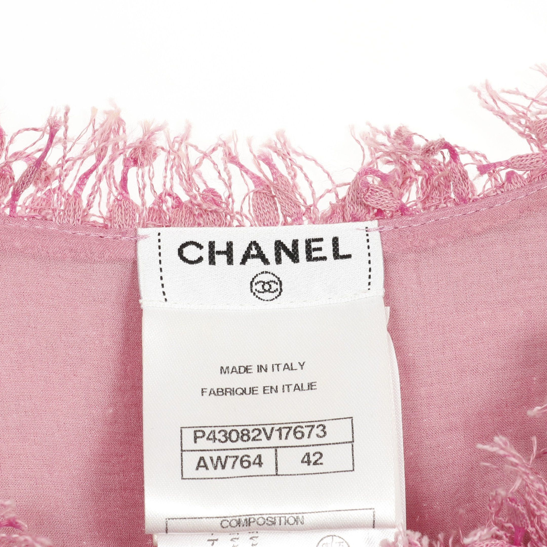 Chanel Chanel Tweed Blouse Cotton Nylon Pink Size ONE SIZE - 3 Thumbnail