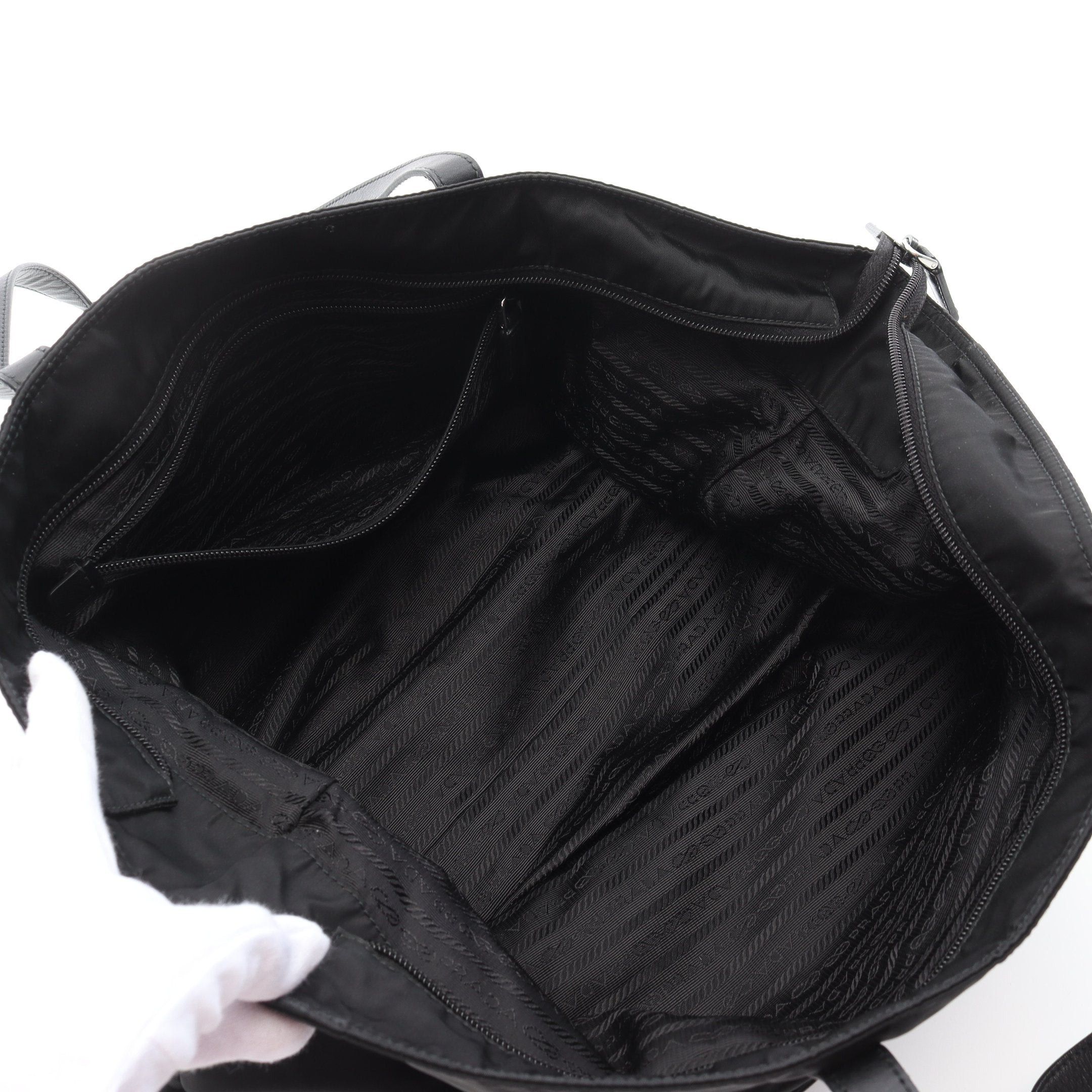 Prada Prada Vela Shoulder Bag Tote Nylon Saffiano Leather Black Size ONE SIZE - 3 Thumbnail