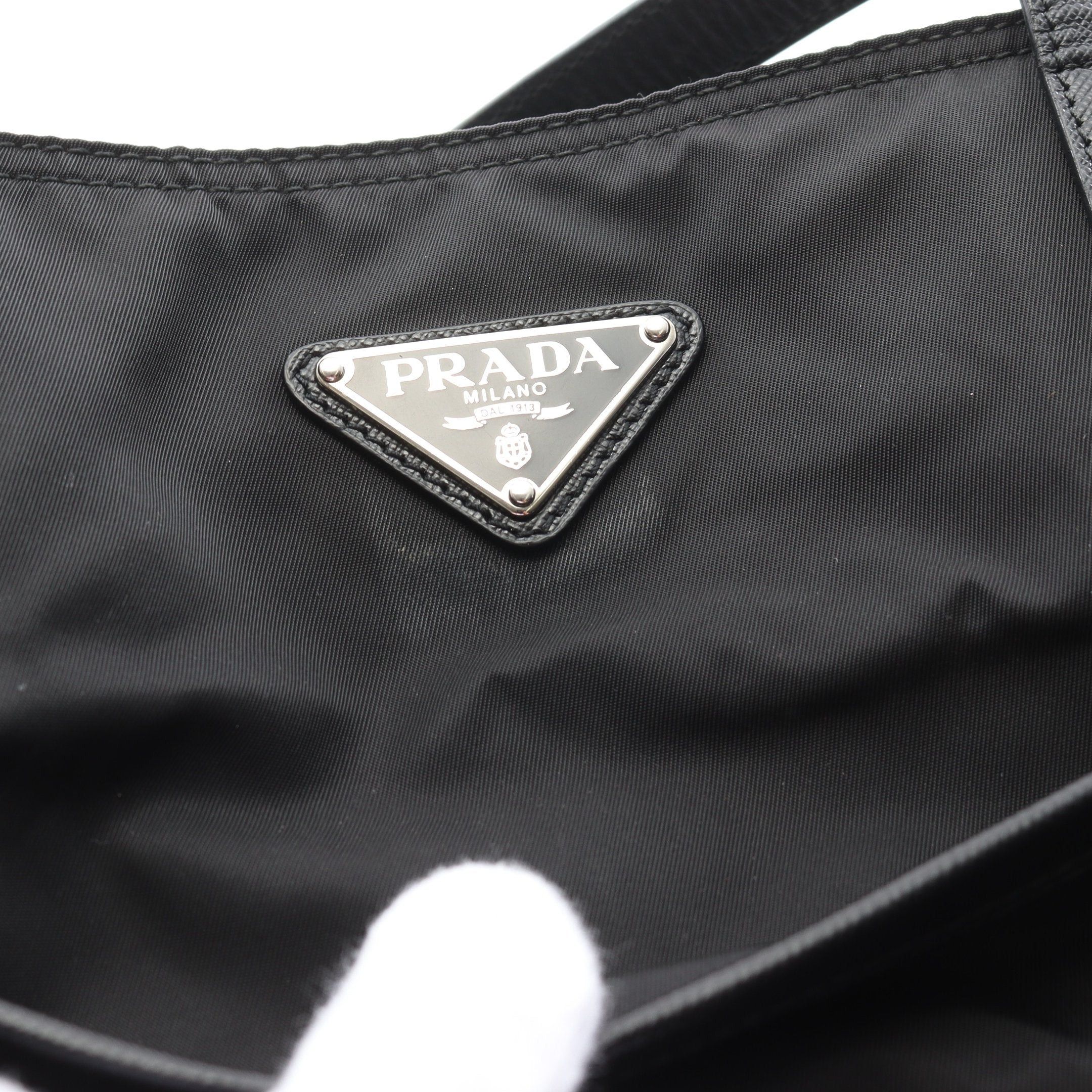 Prada Prada Vela Shoulder Bag Tote Nylon Saffiano Leather Black Size ONE SIZE - 9 Thumbnail