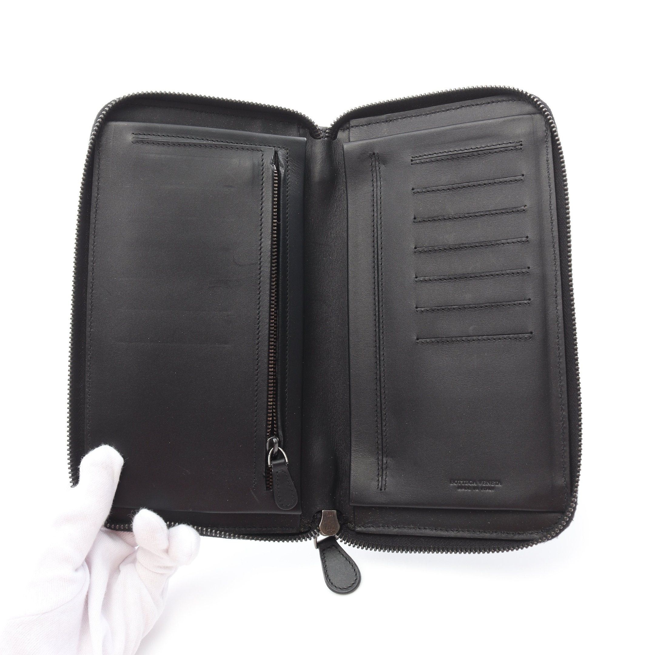 Bottega Veneta Bottega Veneta Intrecciato Travel Case Round Zipper Long Wallet Leather Black Size ONE SIZE - 3 Thumbnail