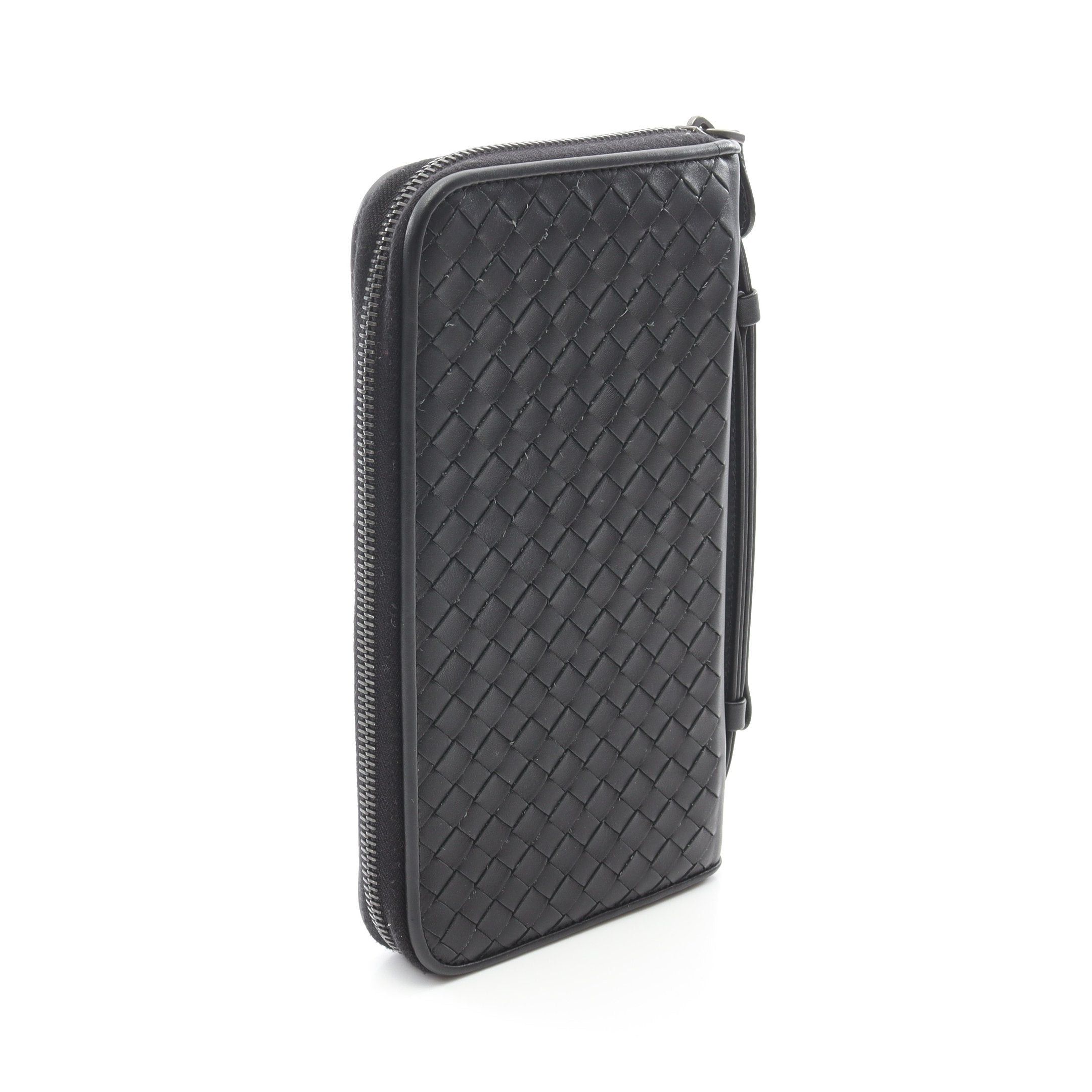 Bottega Veneta Bottega Veneta Intrecciato Travel Case Round Zipper Long Wallet Leather Black Size ONE SIZE - 2 Thumbnail