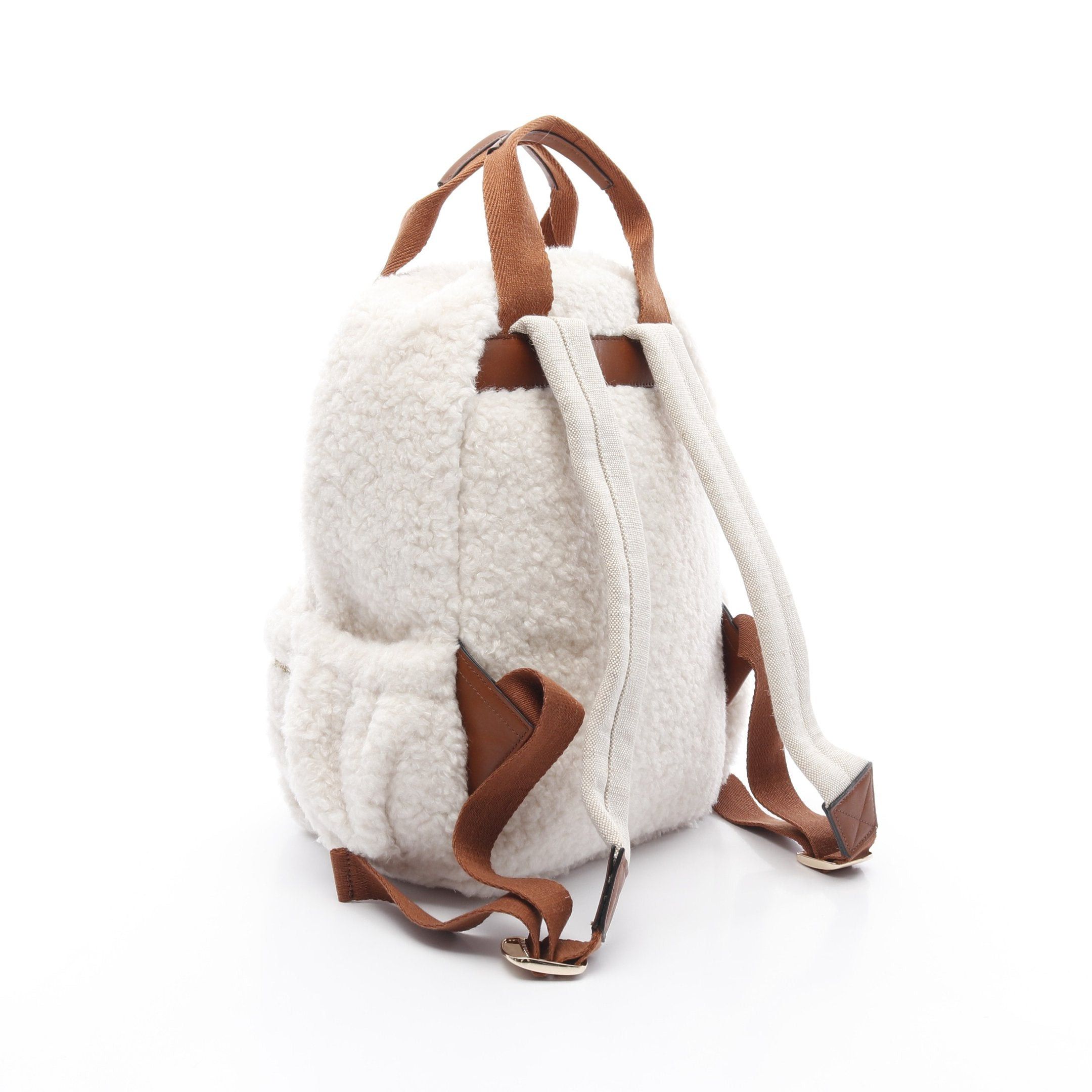 Chloe Chloe Backpack Rucksack Boa Fabric Canvas Leather Off White Brown Size ONE SIZE - 2 Thumbnail