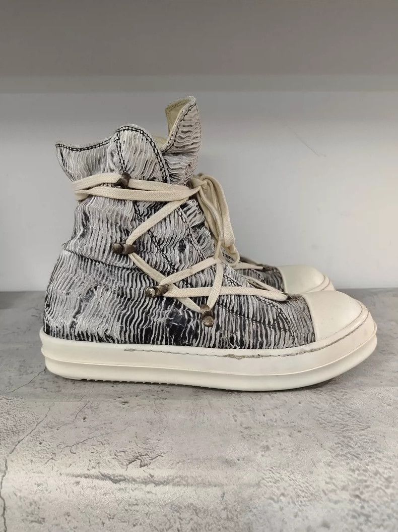 Rick Owens Rick Owens High Top Canvas Sneakers with Stripes-dmc Size US 9 / EU 42 - 4 Thumbnail