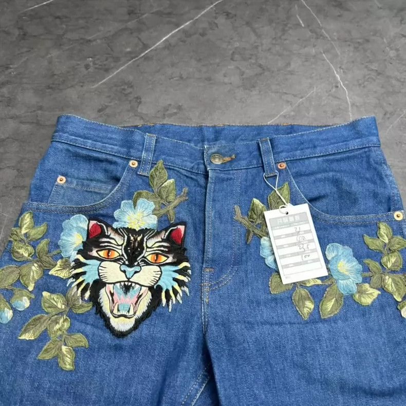 Gucci GUCCI Tiger Head Denim Pants Size 31-dmc Size US 31 - 4 Thumbnail