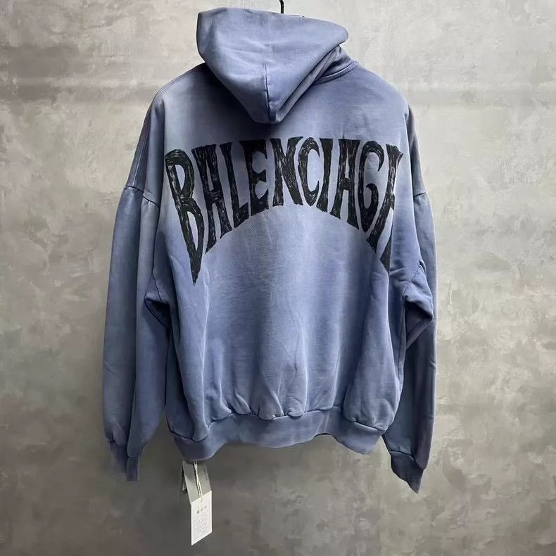 Balenciaga Balenciaga Blue Logo Gradual Wash Hoodie-dmc Size US S / EU 44-46 / 1 - 2 Thumbnail