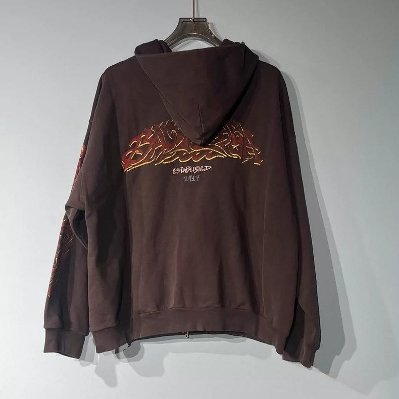 Balenciaga Balenciaga Black Printed Zip Hoodie Size M-dmc Size US M / EU 48-50 / 2 - 2 Thumbnail