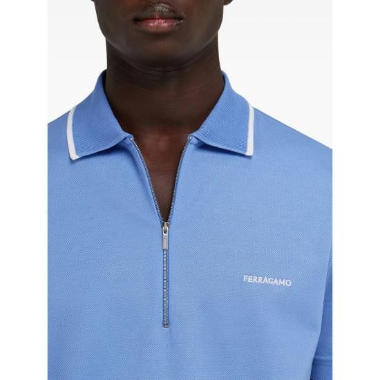 Salvatore Ferragamo SALVATORE FERRAGAMO Men Polo Shirts 144797 0786218 BL WH BLUE Size US XXL / EU 58 / 5 - 2 Thumbnail