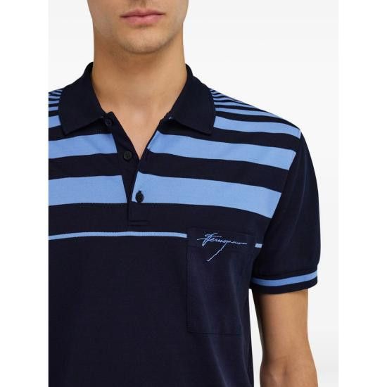 Salvatore Ferragamo SALVATORE FERRAGAMO Men Polo Shirts 144704 0786204 BLU BLUE Size US XXL / EU 58 / 5 - 2 Thumbnail