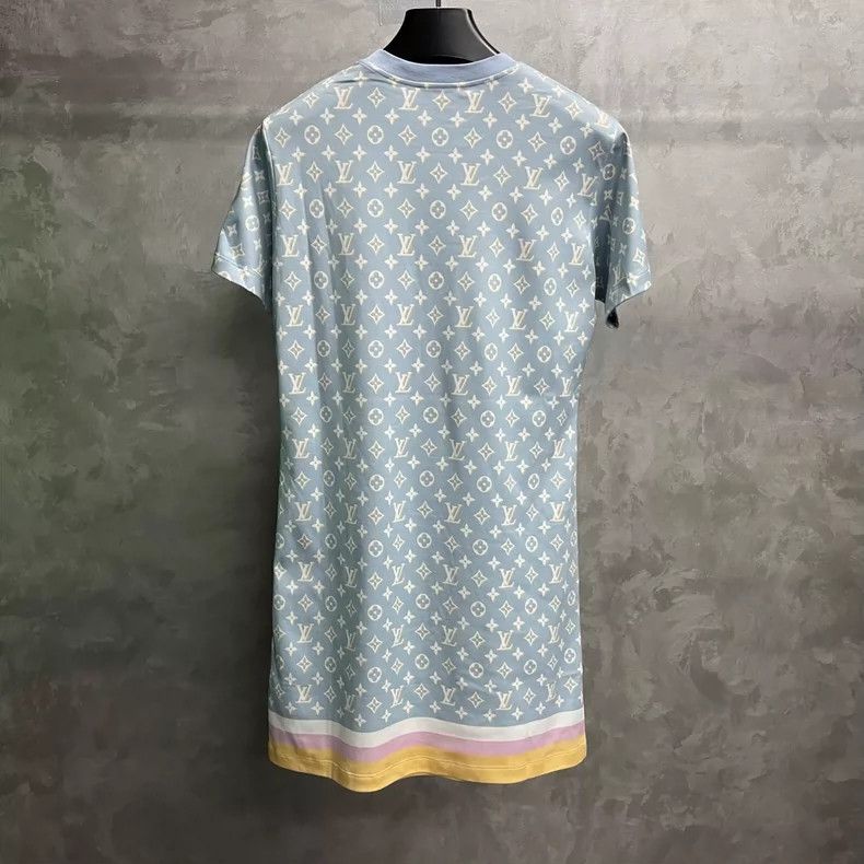 Louis Vuitton Louis Vuitton Blue Printed Short Sleeve Dress Size US 8 / IT 38 - 2 Thumbnail