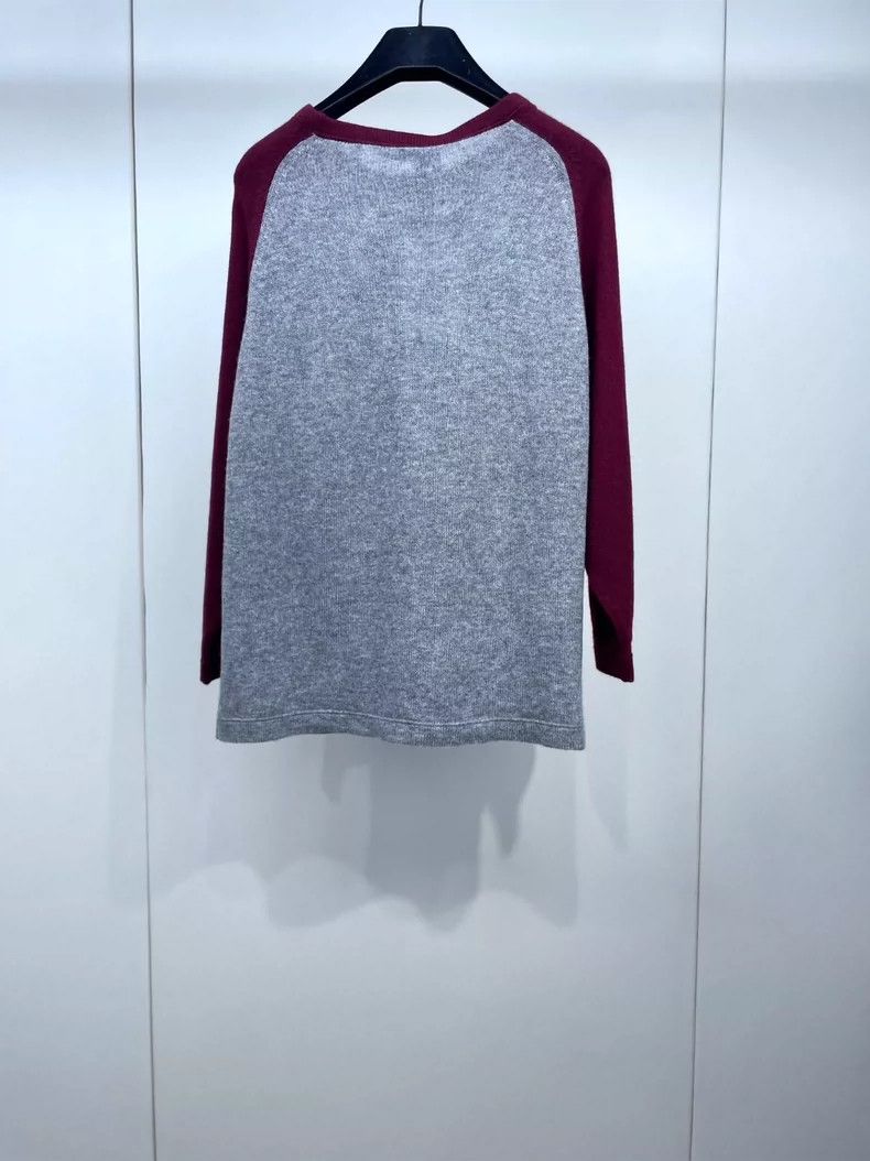 Prada Prada Gray Knit Sweater with Burgundy Sleeves-dmc Size US L / EU 52-54 / 3 - 2 Thumbnail