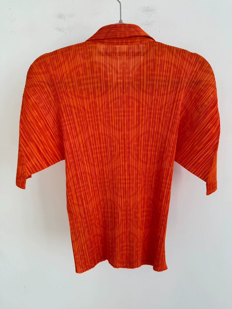 Issey Miyake Bright Orange Short Sleeve Button-Up Shirt Size US M / EU 48-50 / 2 - 2 Thumbnail