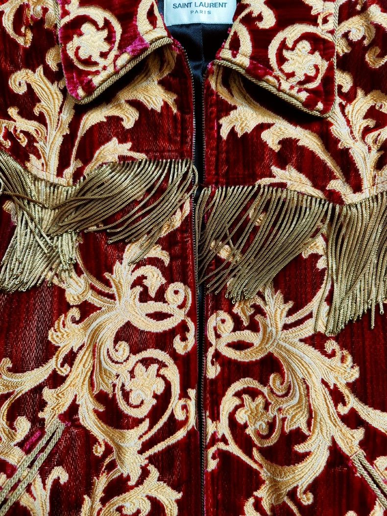 Saint Laurent Paris Saint Laurent Red Velvet Court Jacket Size US L / EU 52-54 / 3 - 2 Thumbnail