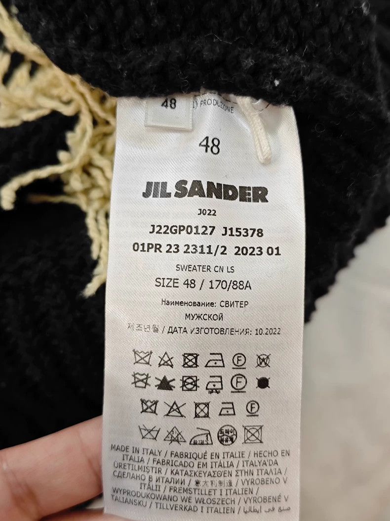Jil Sander Jil Sander Black Knitted Sweater with Fringe Size US L / EU 52-54 / 3 - 4 Thumbnail