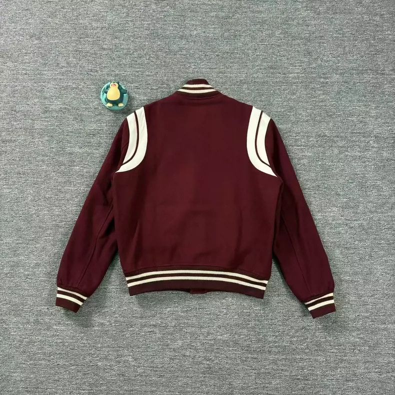 Saint Laurent Paris SLP Striped Burgundy Baseball Jacket Size US M / EU 48-50 / 2 - 2 Thumbnail