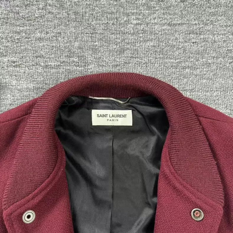 Saint Laurent Paris SLP Striped Burgundy Baseball Jacket Size US M / EU 48-50 / 2 - 3 Thumbnail