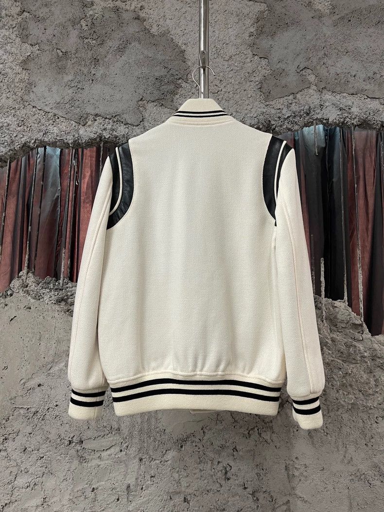 Saint Laurent Paris Saint Laurent White Baseball Jacket Size US M / EU 48-50 / 2 - 2 Thumbnail
