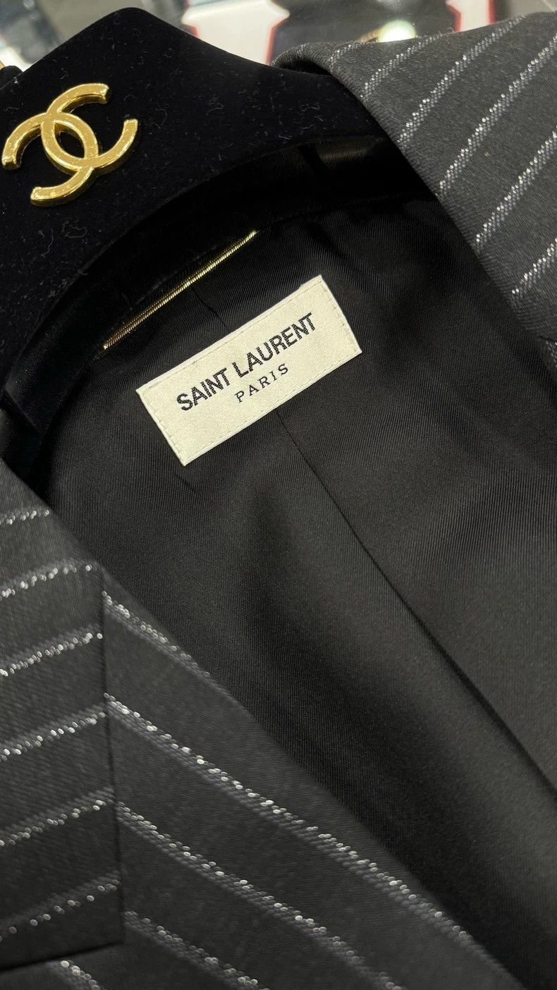 Yves Saint Laurent YSL RIVE GAUCHE Striped Wool Blazer Jacket Size US M / EU 48-50 / 2 - 4 Thumbnail