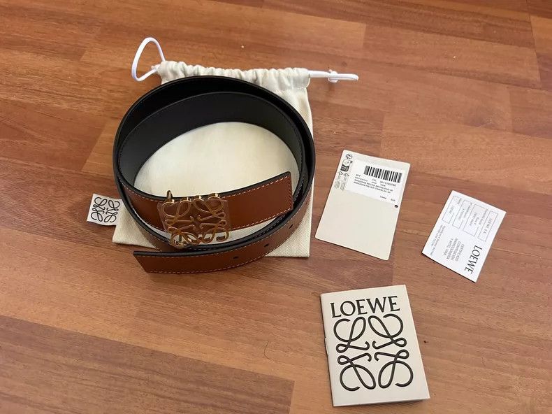 Loewe Loewe Brown Leather Belt with Gold Buckle Size ONE SIZE - 2 Thumbnail