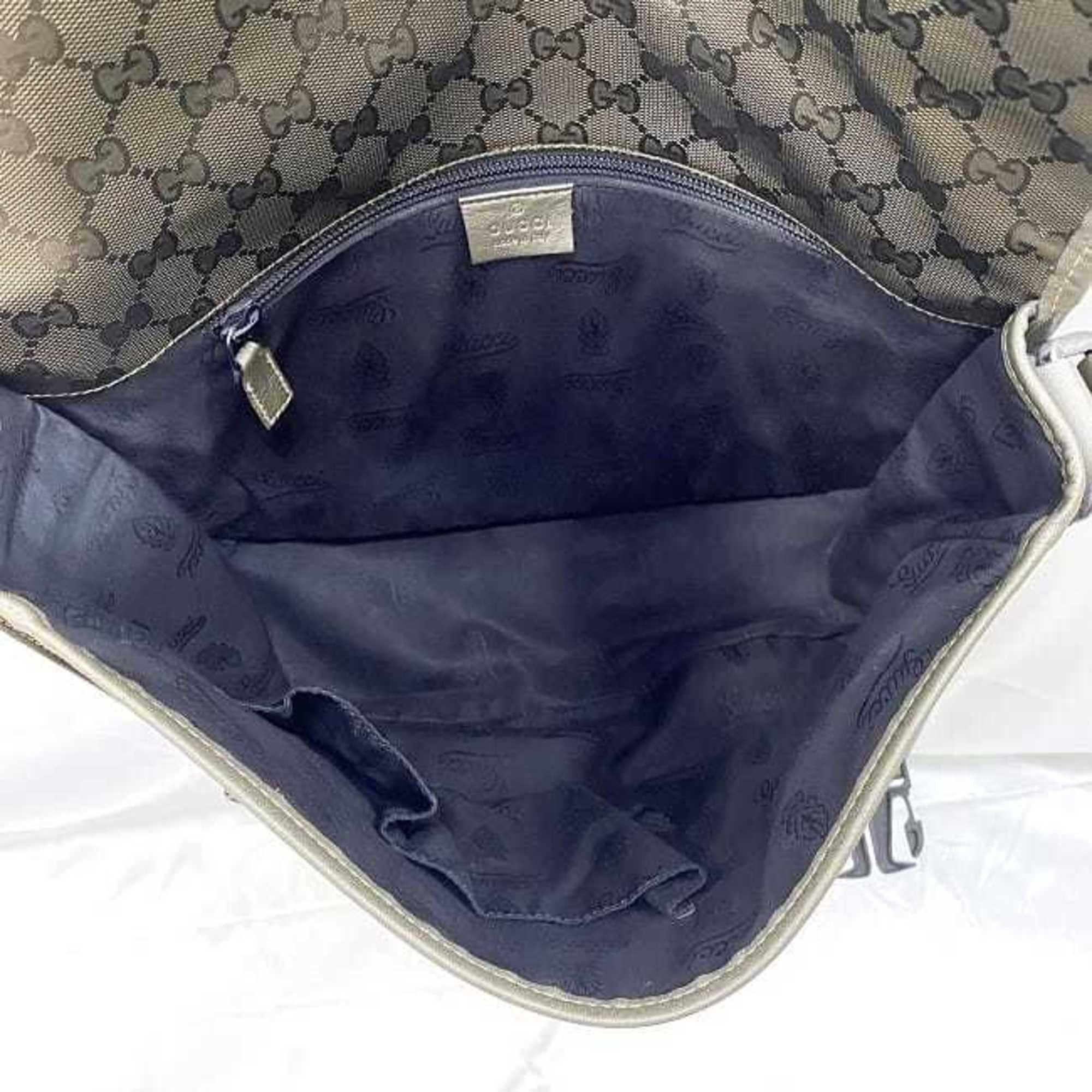 Gucci Gucci Shoulder Bag f-23197 Khaki Green Imprime 201732 Coated Leather 520981 GUCCI GG Crossbody Flap Metallic Men's Women's Size ONE SIZE - 9 Thumbnail