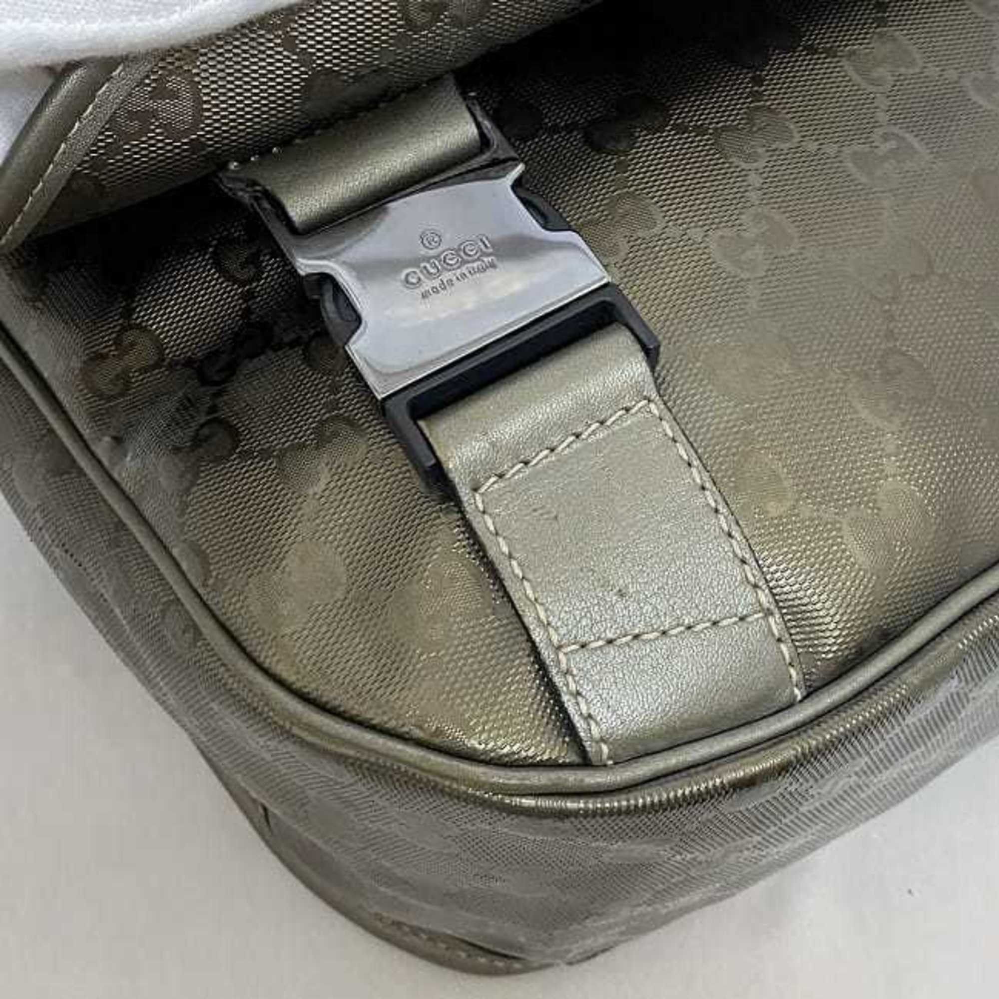 Gucci Gucci Shoulder Bag f-23197 Khaki Green Imprime 201732 Coated Leather 520981 GUCCI GG Crossbody Flap Metallic Men's Women's Size ONE SIZE - 5 Thumbnail