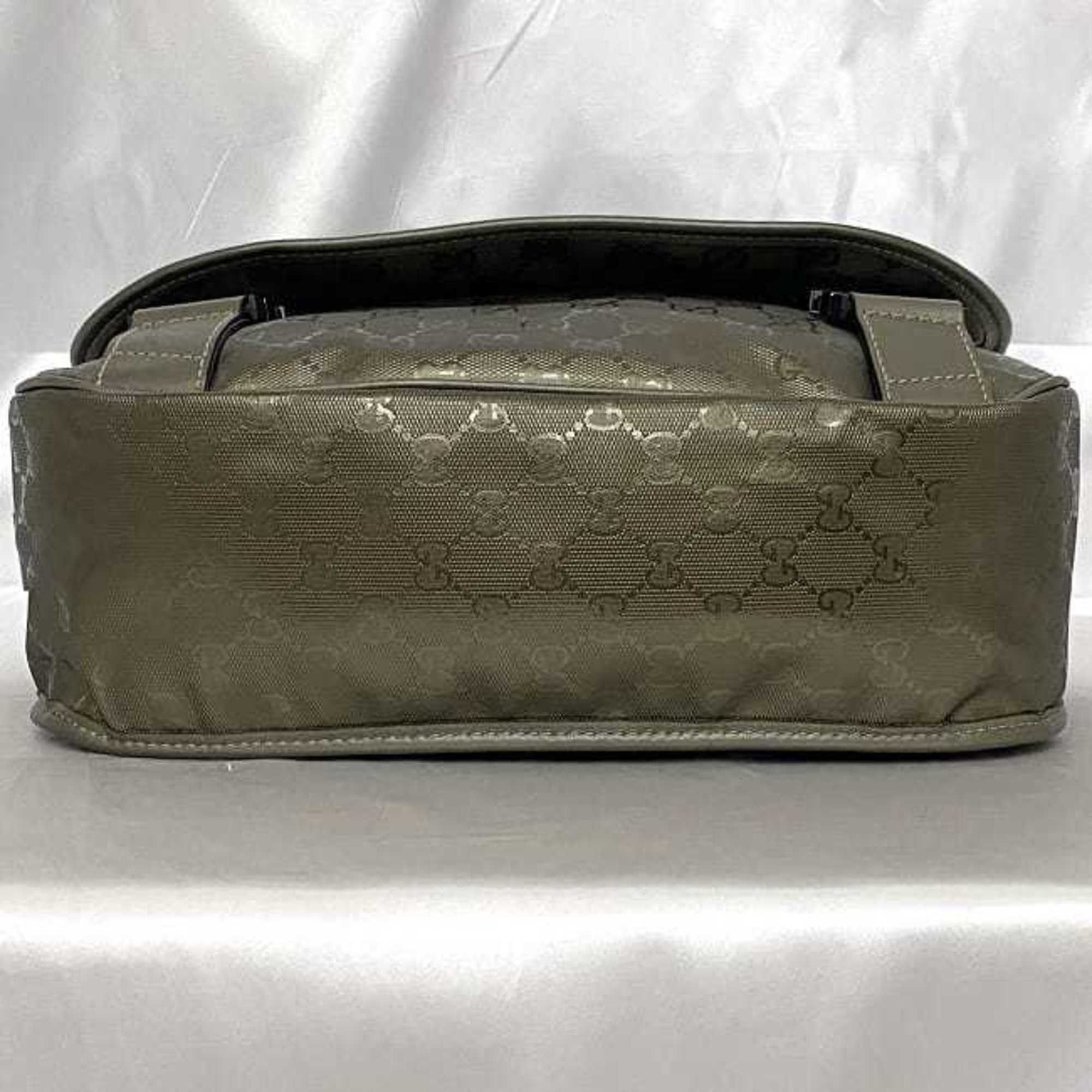 Gucci Gucci Shoulder Bag f-23197 Khaki Green Imprime 201732 Coated Leather 520981 GUCCI GG Crossbody Flap Metallic Men's Women's Size ONE SIZE - 4 Thumbnail