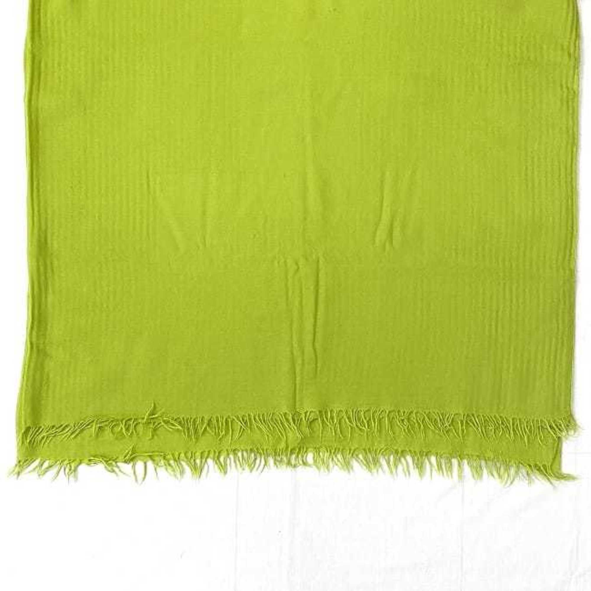 Hermes Hermes scarf ec-23213 light green 80% cashmere 20% wool HERMES yellow lap blanket men women Size ONE SIZE - 4 Thumbnail