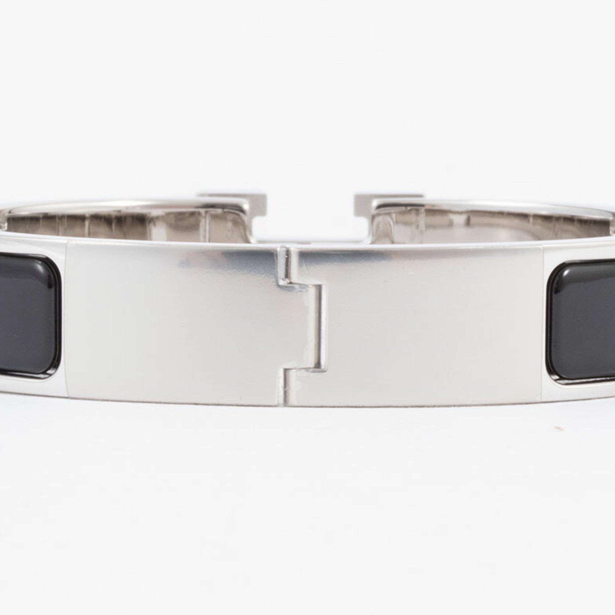 Hermes Hermes Enamel Bracelet Click H Bangle H700001 FP01PM Metal Black Silver Women's HERMES Size ONE SIZE - 3 Thumbnail