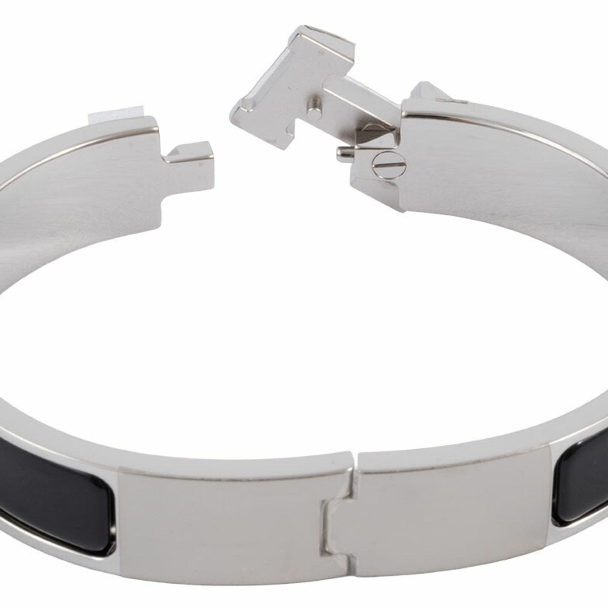 Hermes Hermes Enamel Bracelet Click H Bangle H700001 FP01PM Metal Black Silver Women's HERMES Size ONE SIZE - 6 Thumbnail