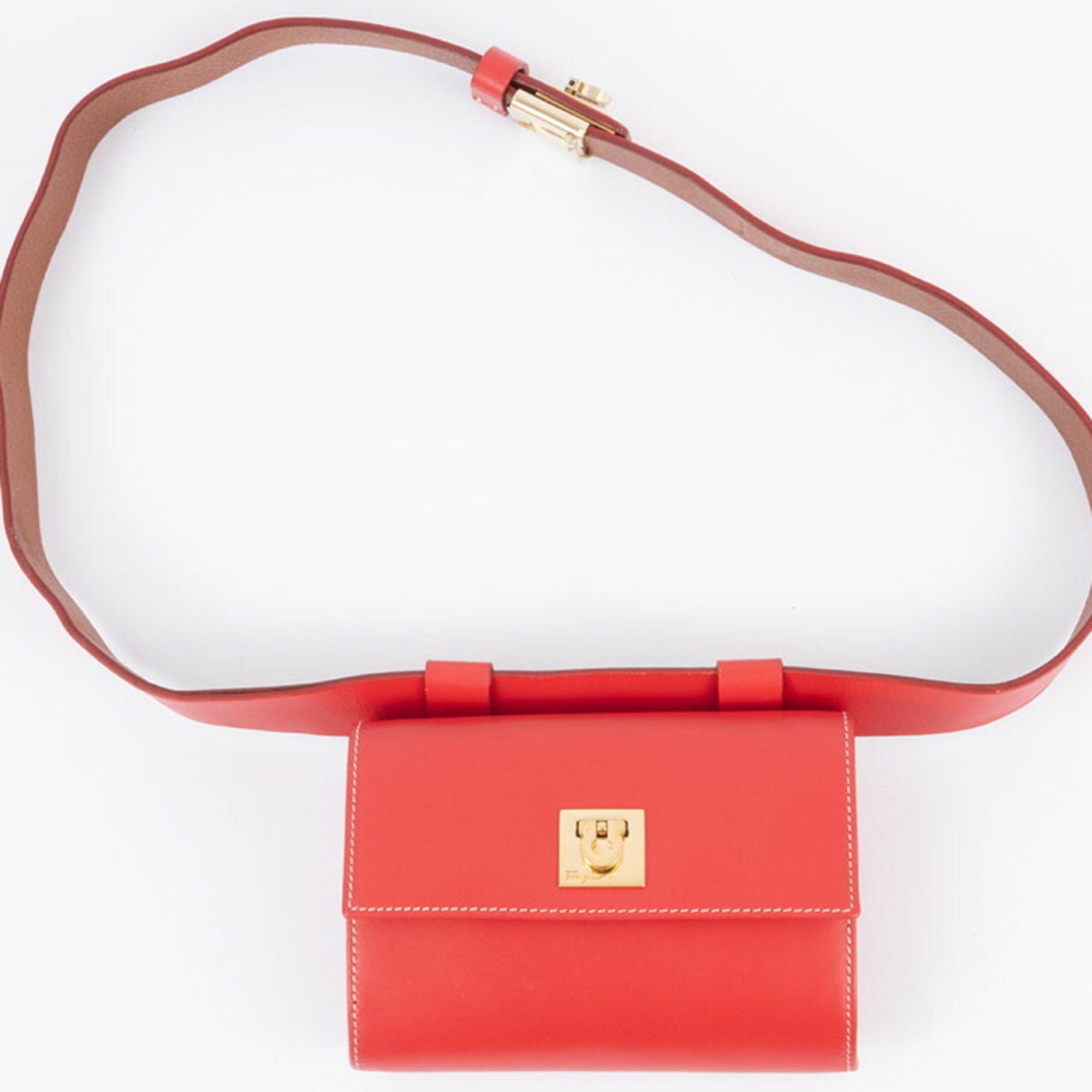 Salvatore Ferragamo Salvatore Ferragamo Gancini waist pouch, body bag, leather, red, for women Size ONE SIZE - 12 Thumbnail