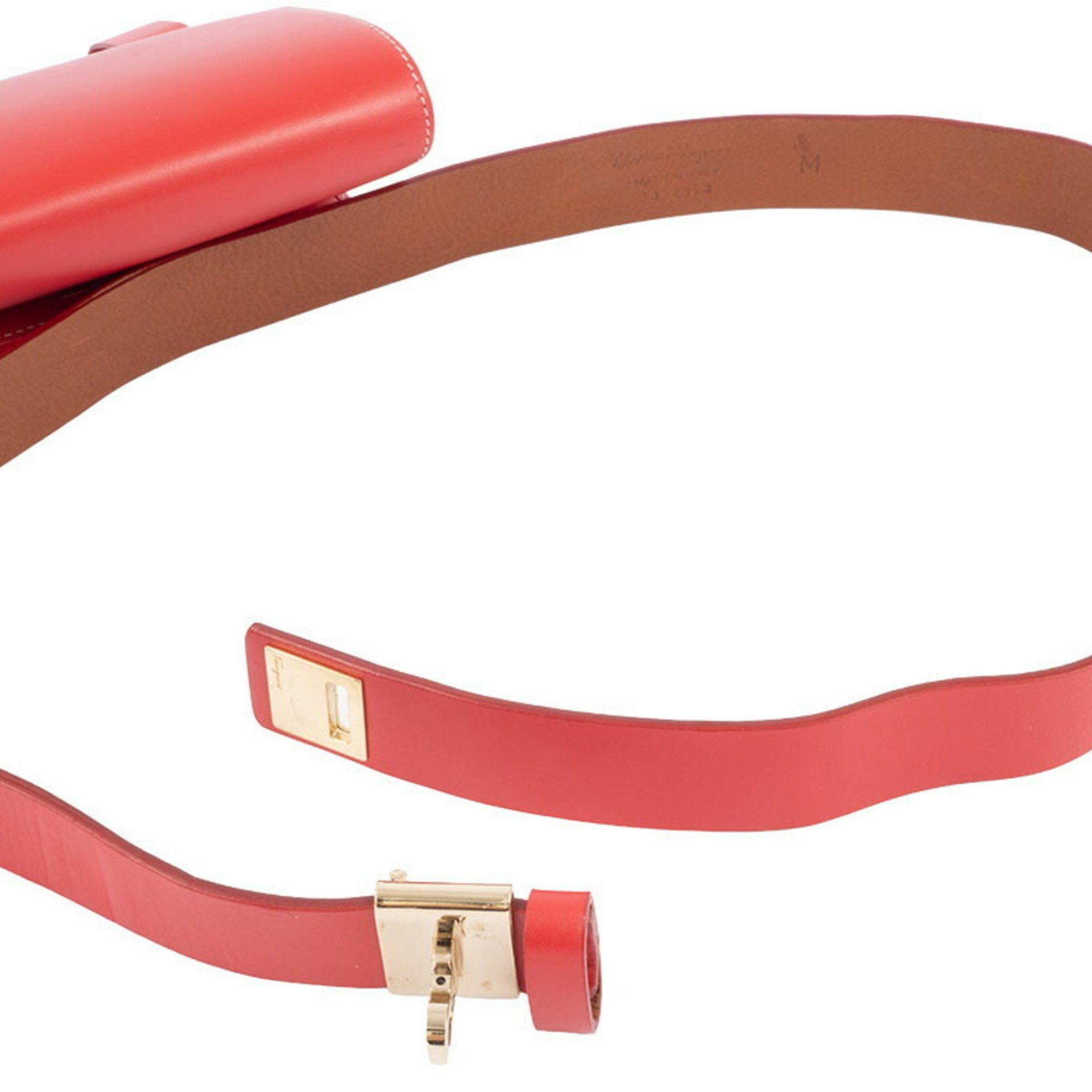 Salvatore Ferragamo Salvatore Ferragamo Gancini waist pouch, body bag, leather, red, for women Size ONE SIZE - 5 Thumbnail