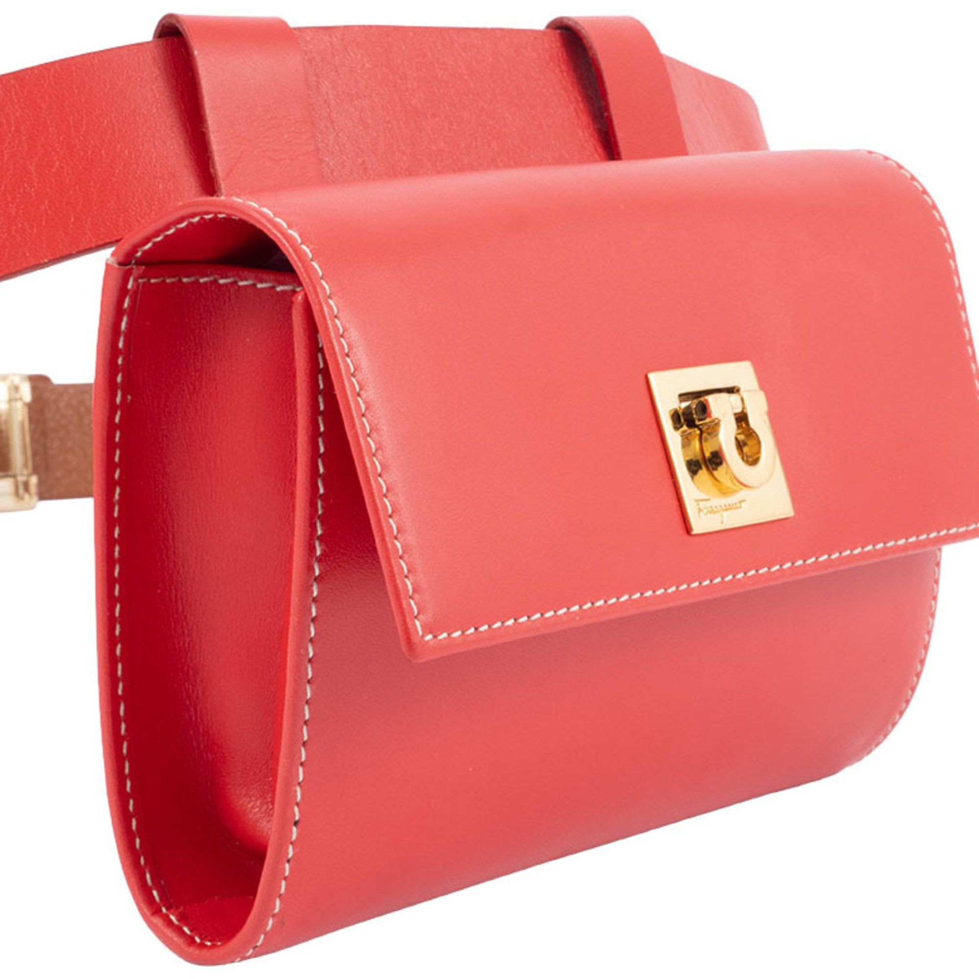 Salvatore Ferragamo Salvatore Ferragamo Gancini waist pouch, body bag, leather, red, for women Size ONE SIZE - 3 Thumbnail