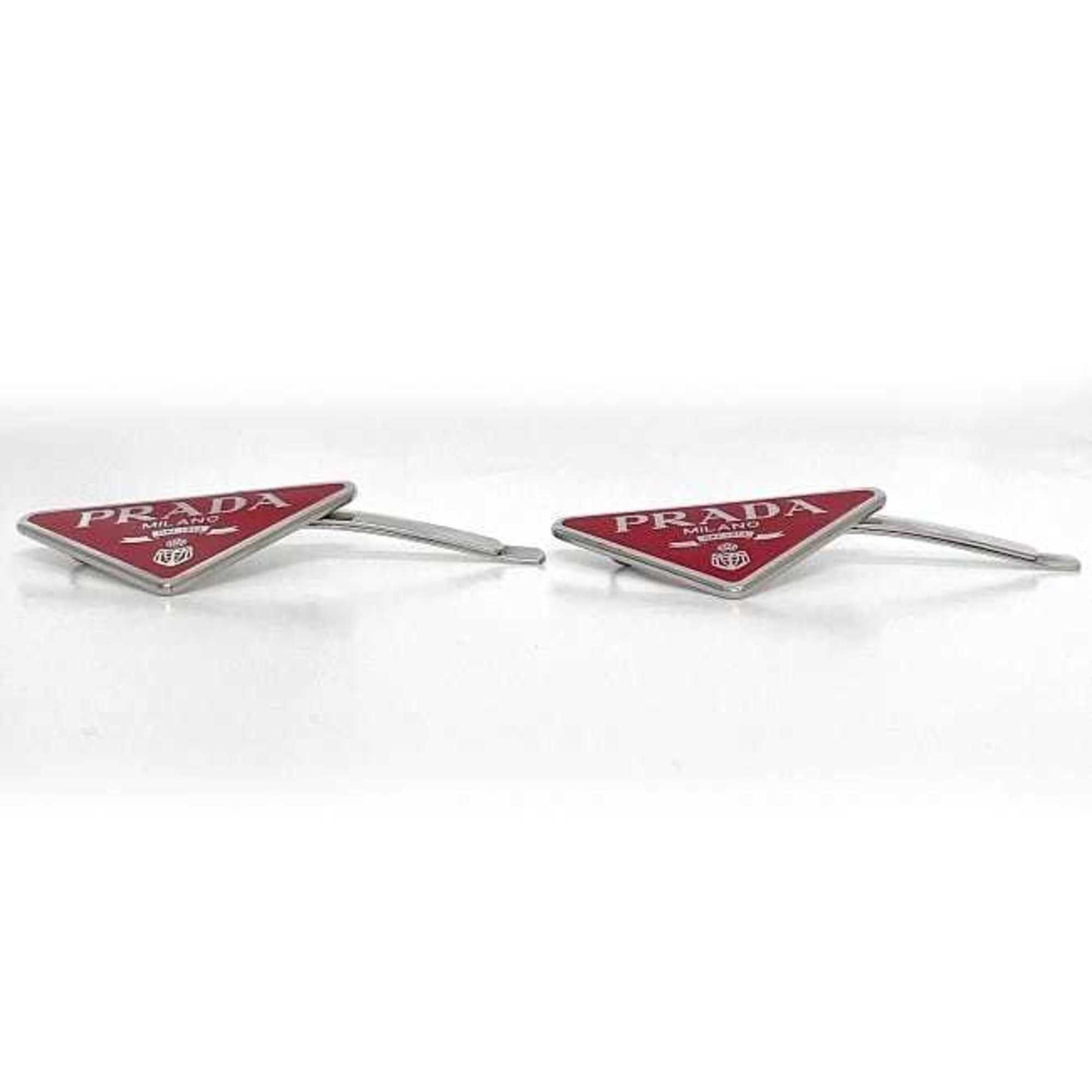 Prada Prada Hairpin f-23295 Red Silver 1IF051 Unused New Metal PRADA Hair Clip Triangle For Women Fittings Size ONE SIZE - 4 Thumbnail