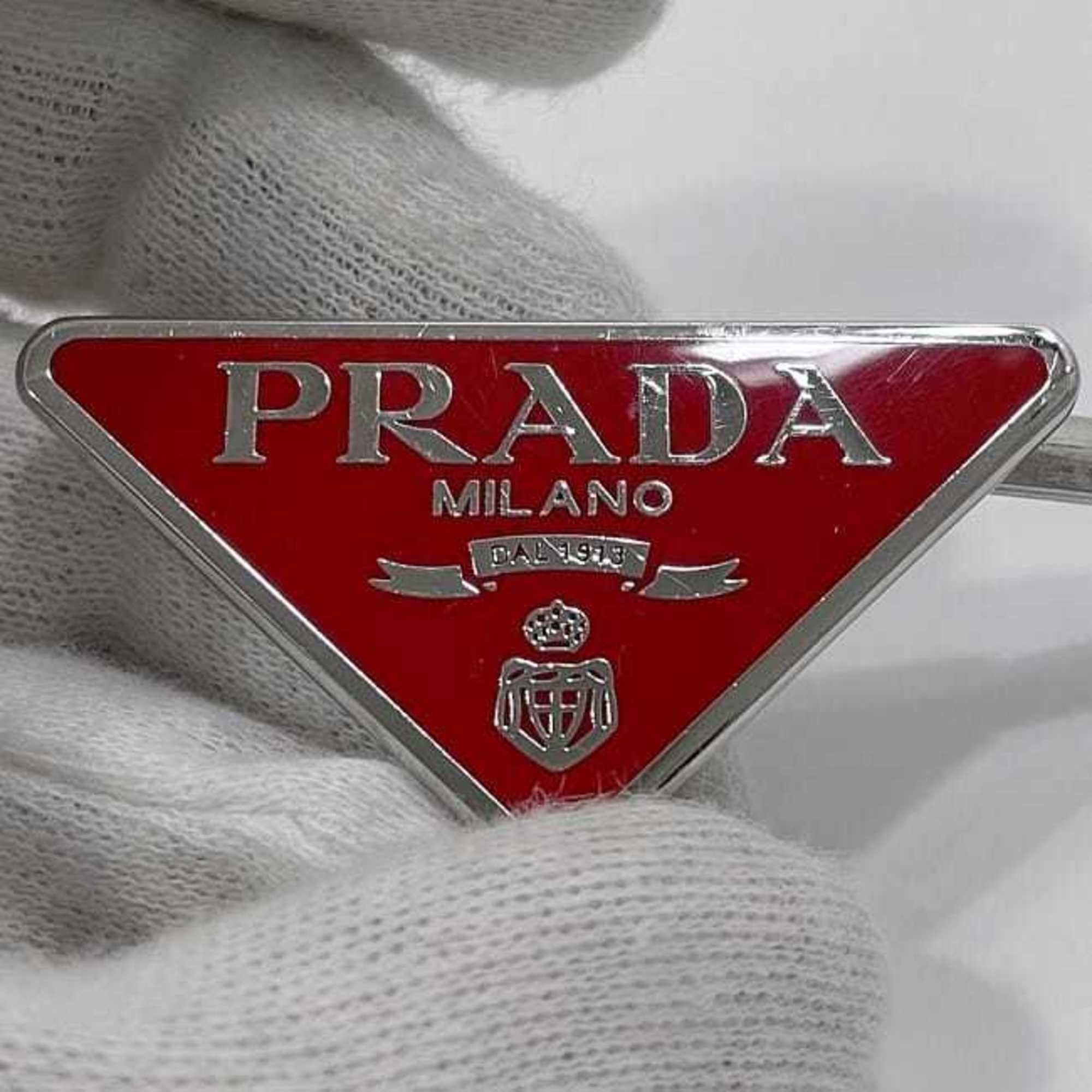 Prada Prada Hairpin f-23295 Red Silver 1IF051 Unused New Metal PRADA Hair Clip Triangle For Women Fittings Size ONE SIZE - 6 Thumbnail