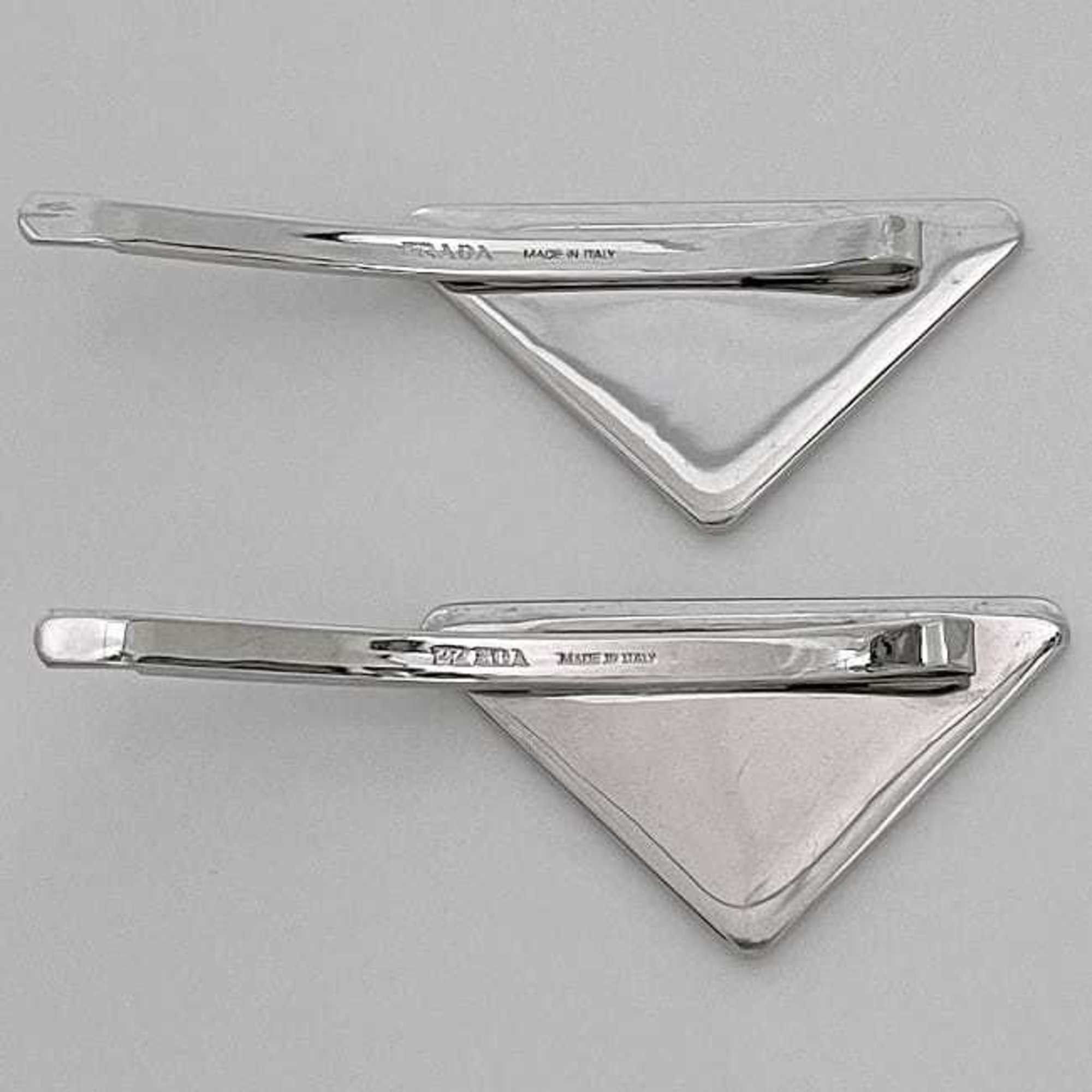 Prada Prada Hairpin f-23295 Red Silver 1IF051 Unused New Metal PRADA Hair Clip Triangle For Women Fittings Size ONE SIZE - 3 Thumbnail