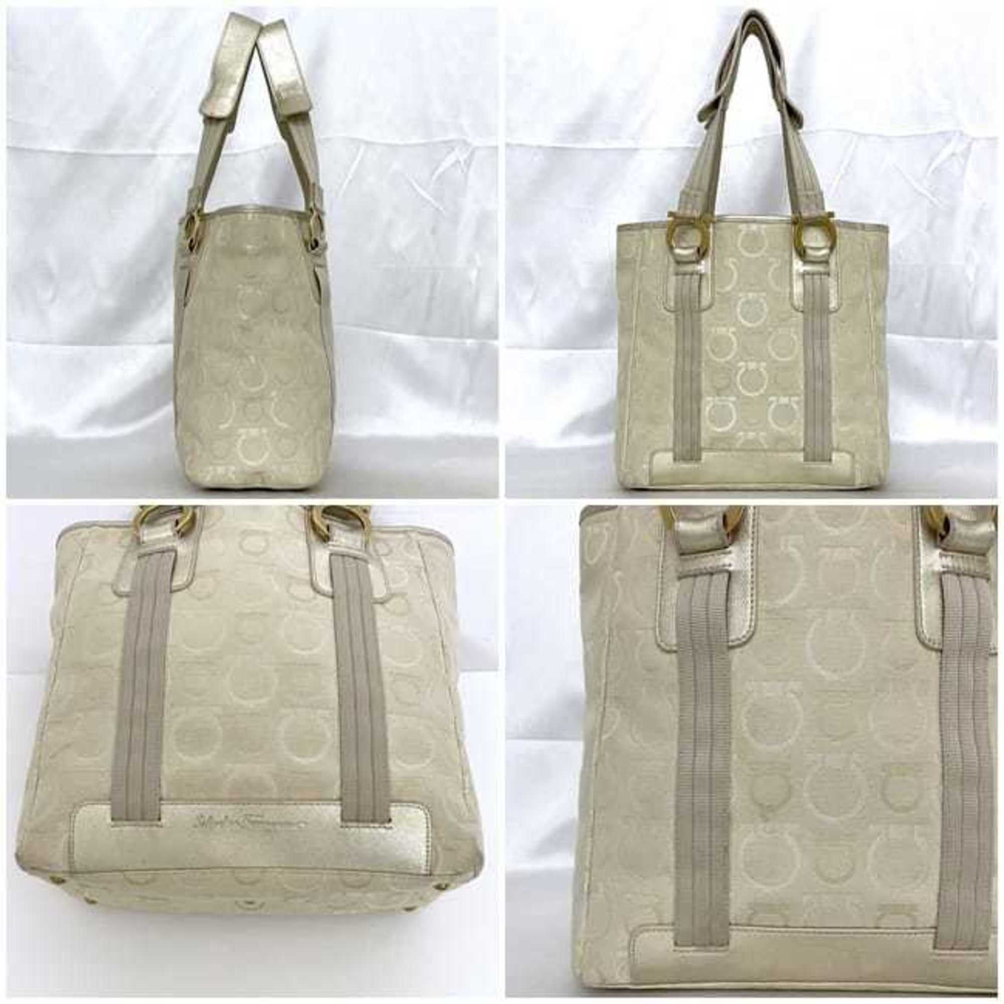 Salvatore Ferragamo Salvatore Ferragamo Tote Bag ec-23222 Beige Gancini AP-21 5373 Canvas Leather Size ONE SIZE - 3 Thumbnail