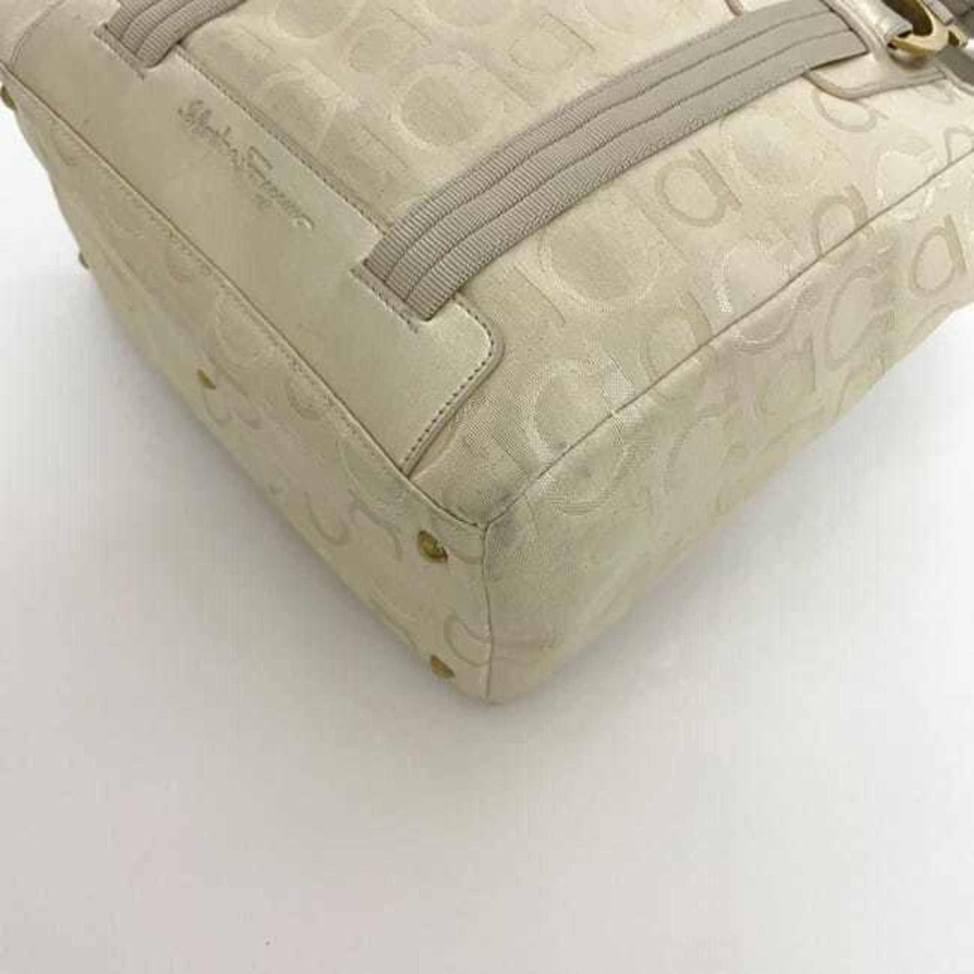 Salvatore Ferragamo Salvatore Ferragamo Tote Bag ec-23222 Beige Gancini AP-21 5373 Canvas Leather Size ONE SIZE - 10 Thumbnail
