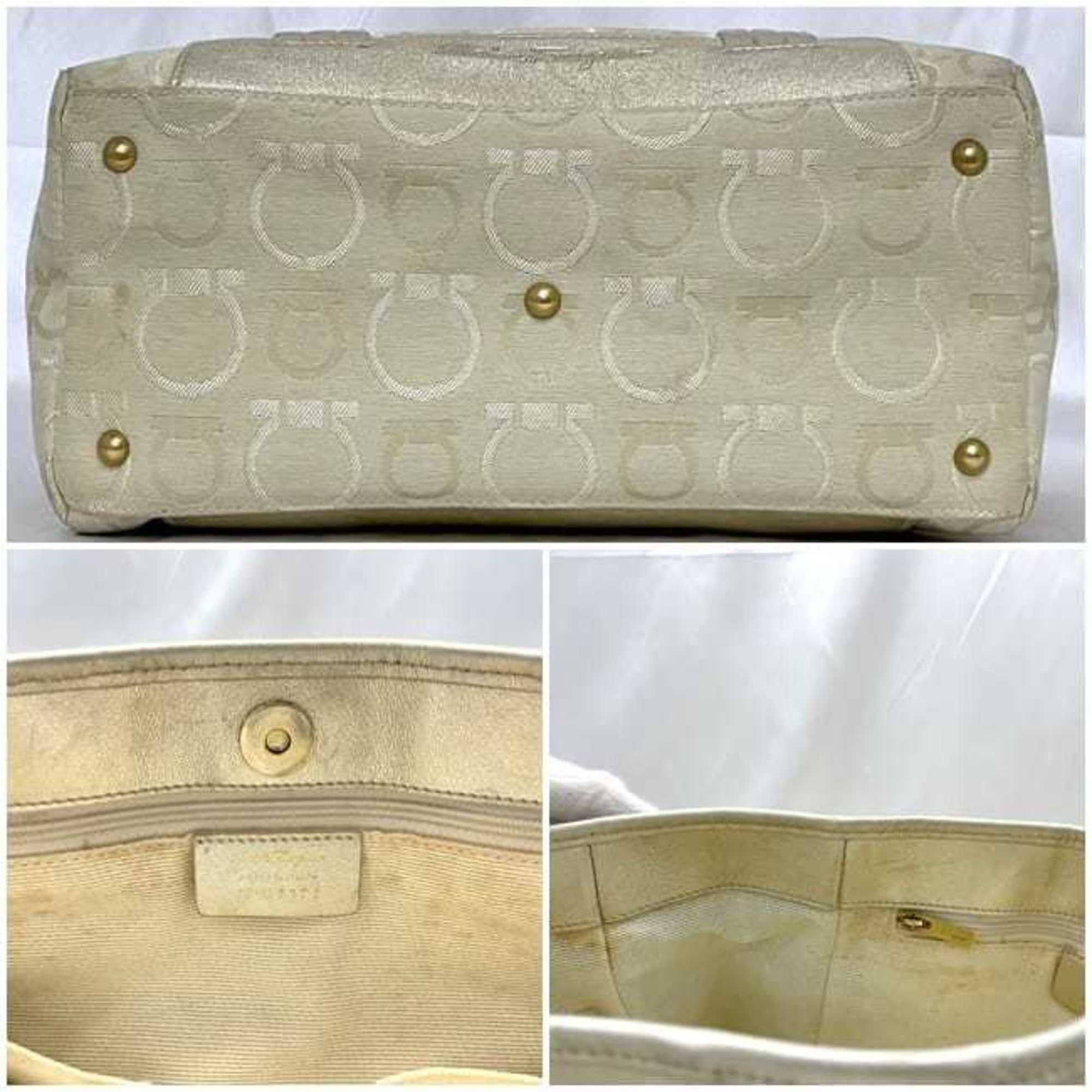 Salvatore Ferragamo Salvatore Ferragamo Tote Bag ec-23222 Beige Gancini AP-21 5373 Canvas Leather Size ONE SIZE - 6 Thumbnail
