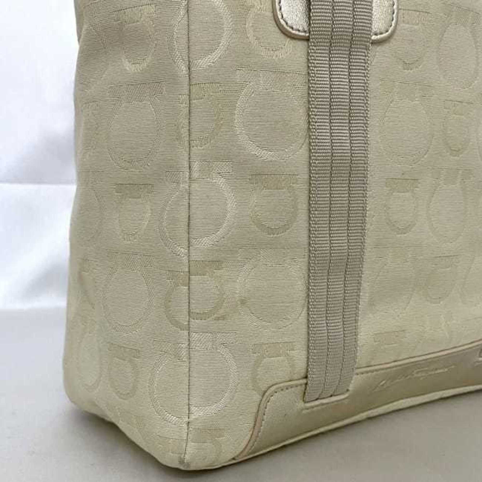Salvatore Ferragamo Salvatore Ferragamo Tote Bag ec-23222 Beige Gancini AP-21 5373 Canvas Leather Size ONE SIZE - 8 Thumbnail