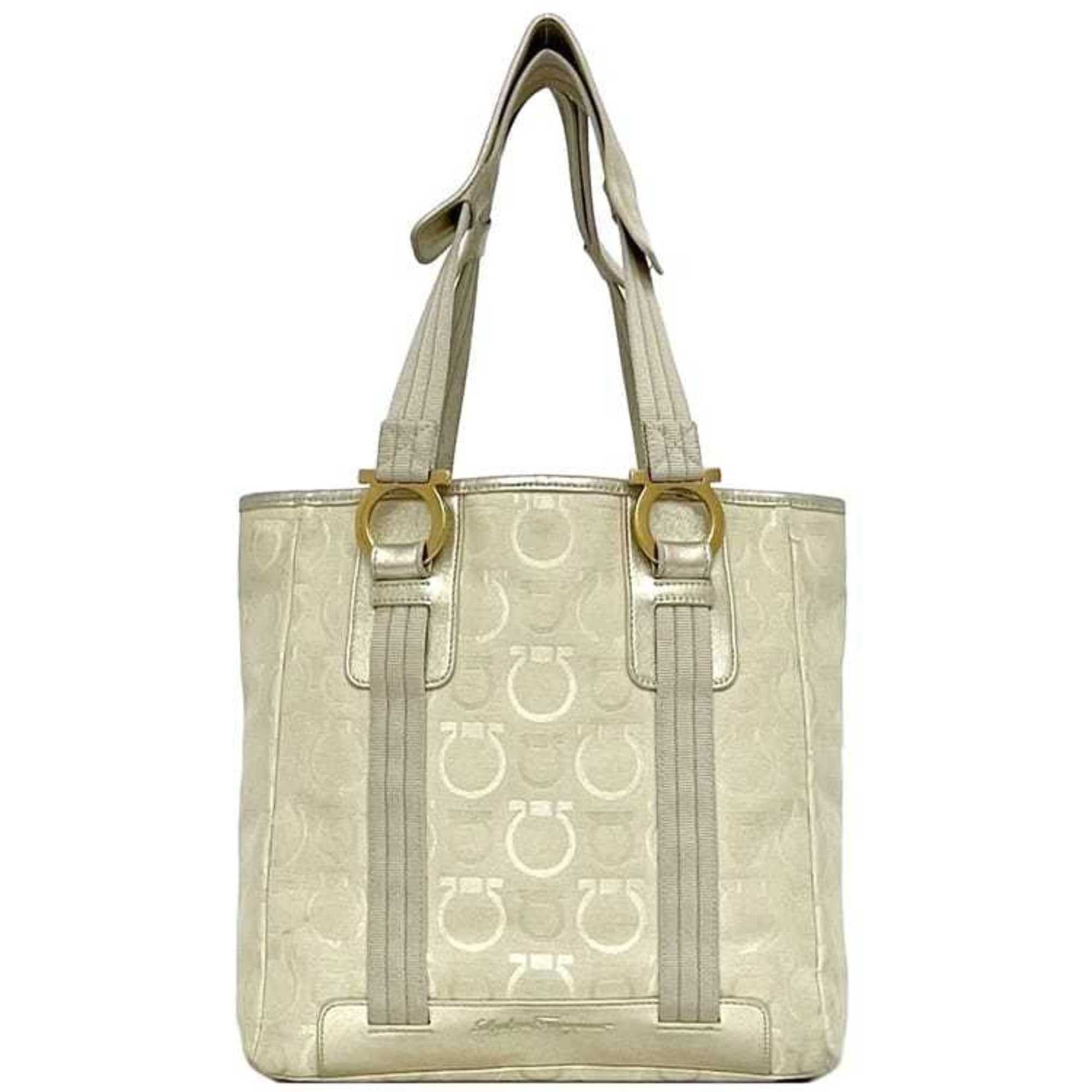 Salvatore Ferragamo Salvatore Ferragamo Tote Bag ec-23222 Beige Gancini AP-21 5373 Canvas Leather Size ONE SIZE - 2 Thumbnail